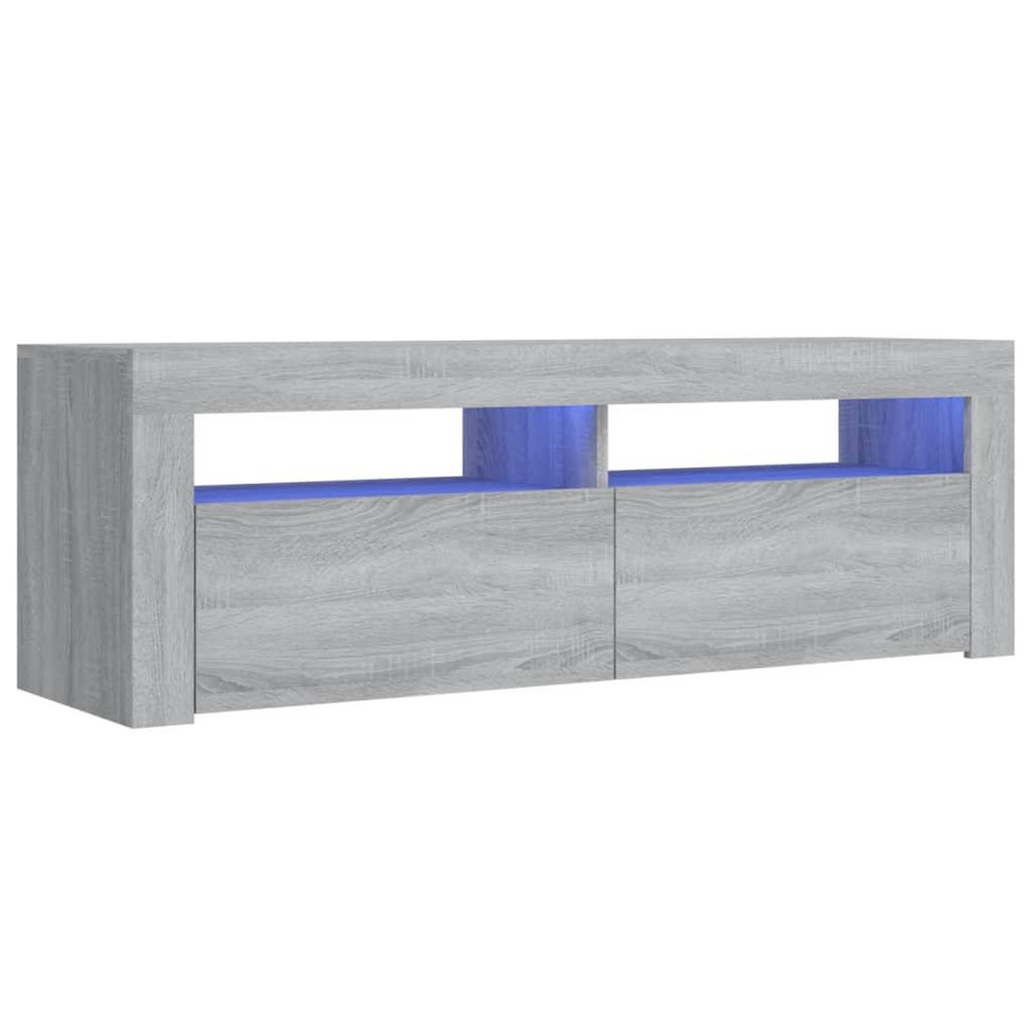 Voir la diapositive 2 : VIDAXL Meuble TV avec lumieres LED sonoma gris 120x35x40 cm