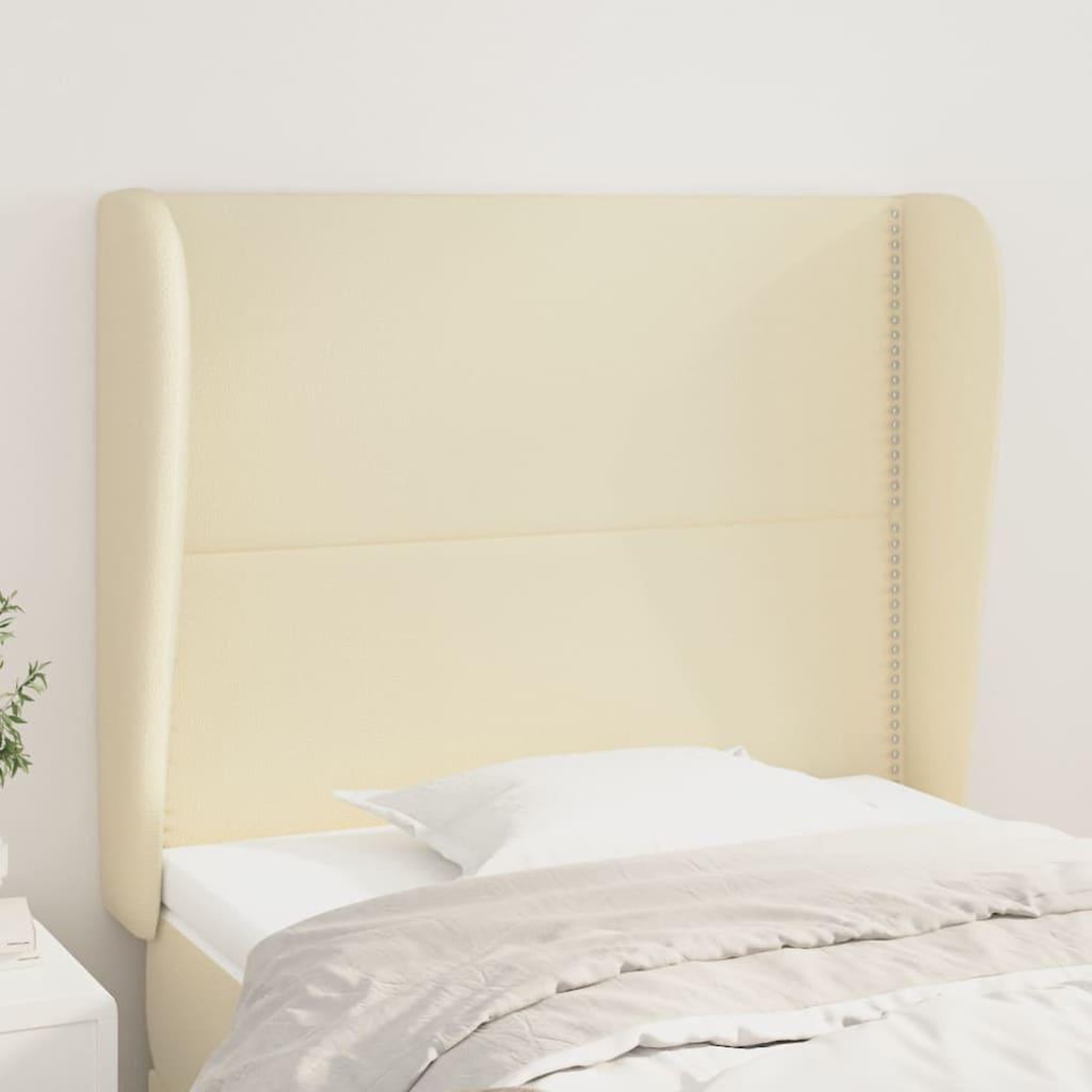 Voir la diapositive 1 : VIDAXL Tete de lit avec oreilles Creme 83x23x118/128 cm Similicuir