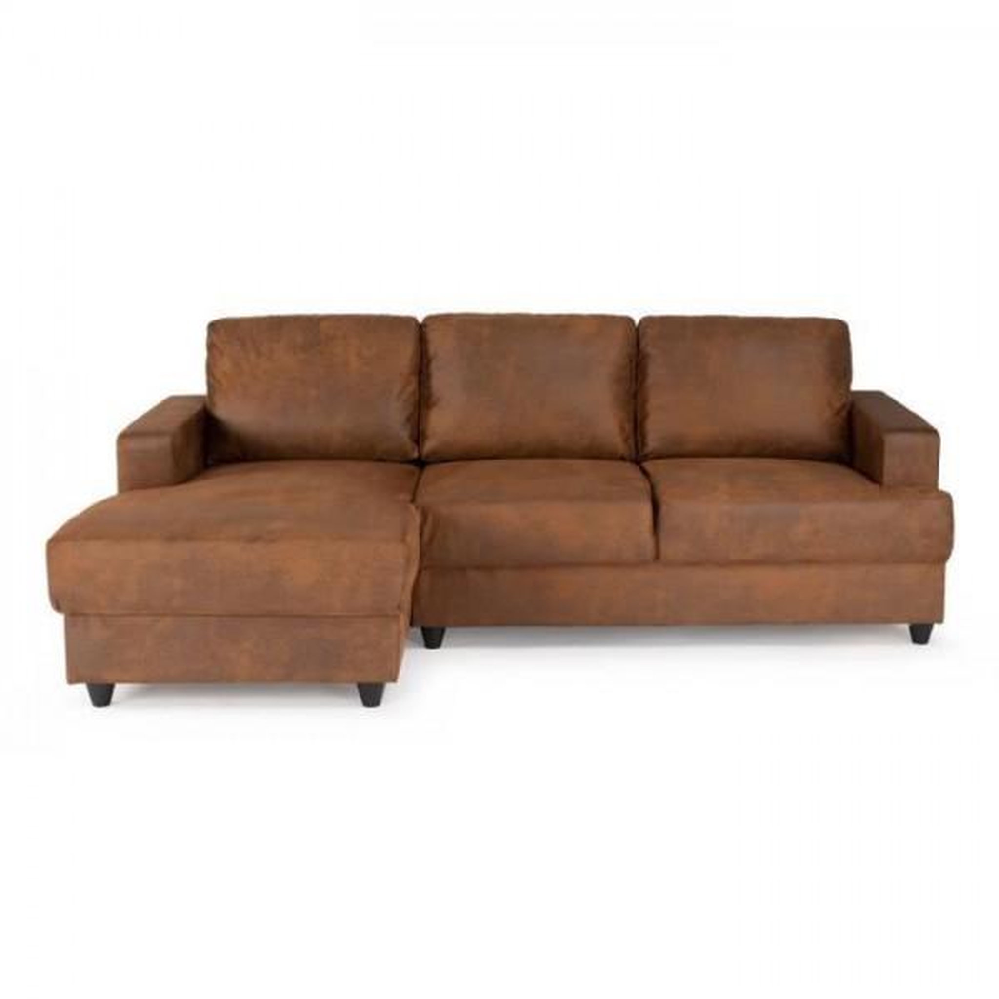 MARKET24 PAUL Canapé d'angle gauche 4 places - Tissu Marron vintage - Contemporain - L 215 x P 140 cm - Fabriqué en Ukraine