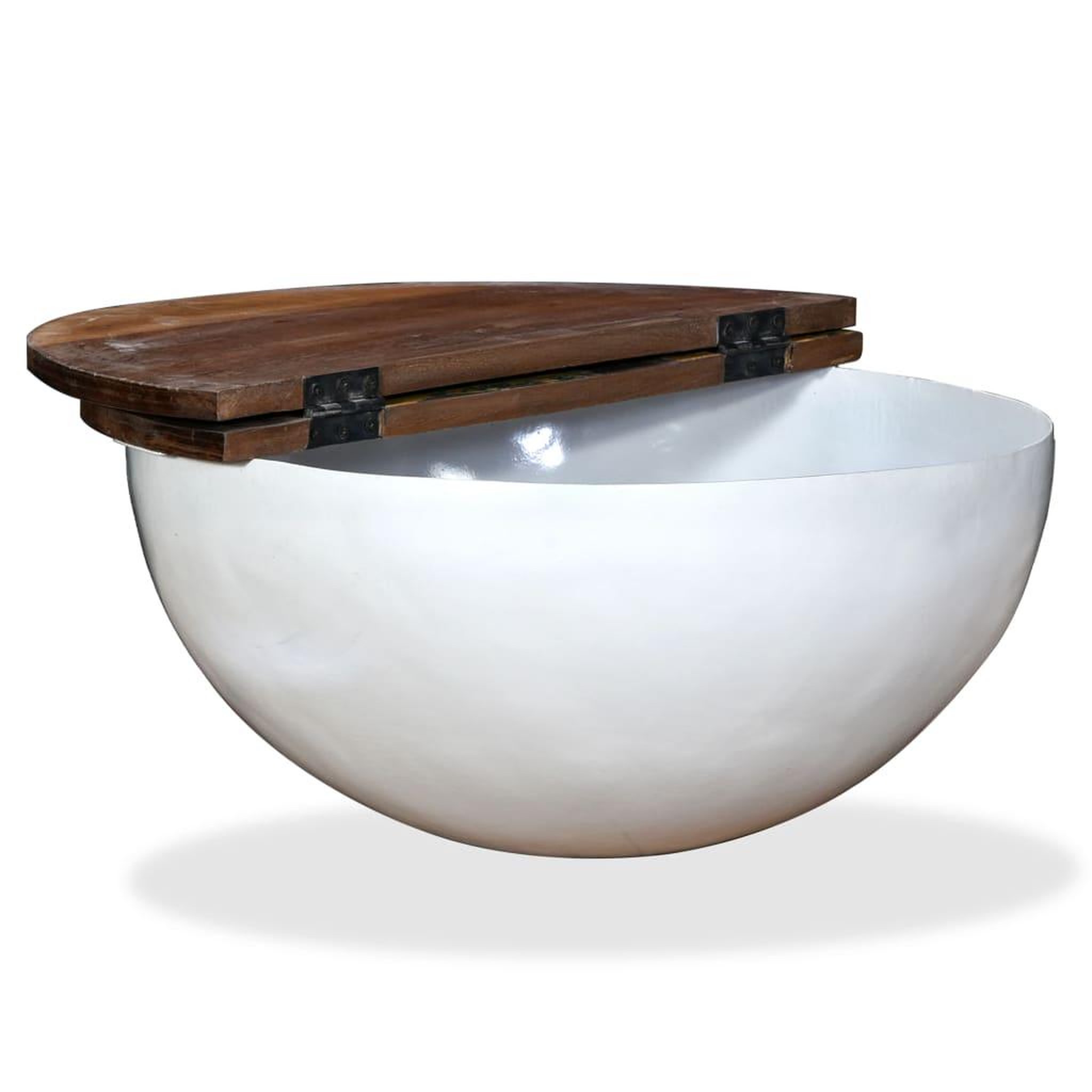 Voir la diapositive 4 : VIDAXL Table basse Bois de recuperation massif Blanc Forme de bol