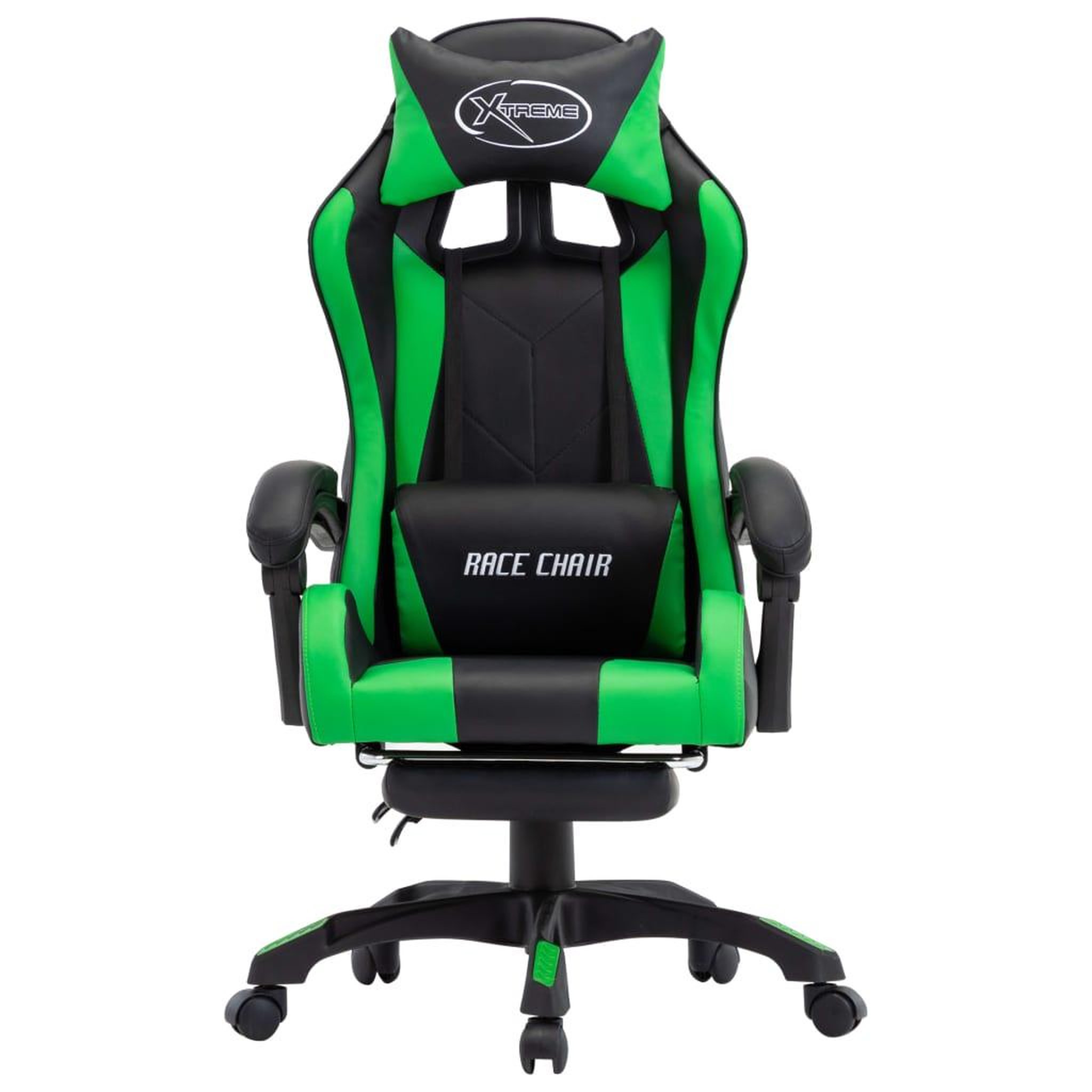 Voir la diapositive 2 : VIDAXL Fauteuil de jeux video avec repose-pied Vert et noir Similicuir