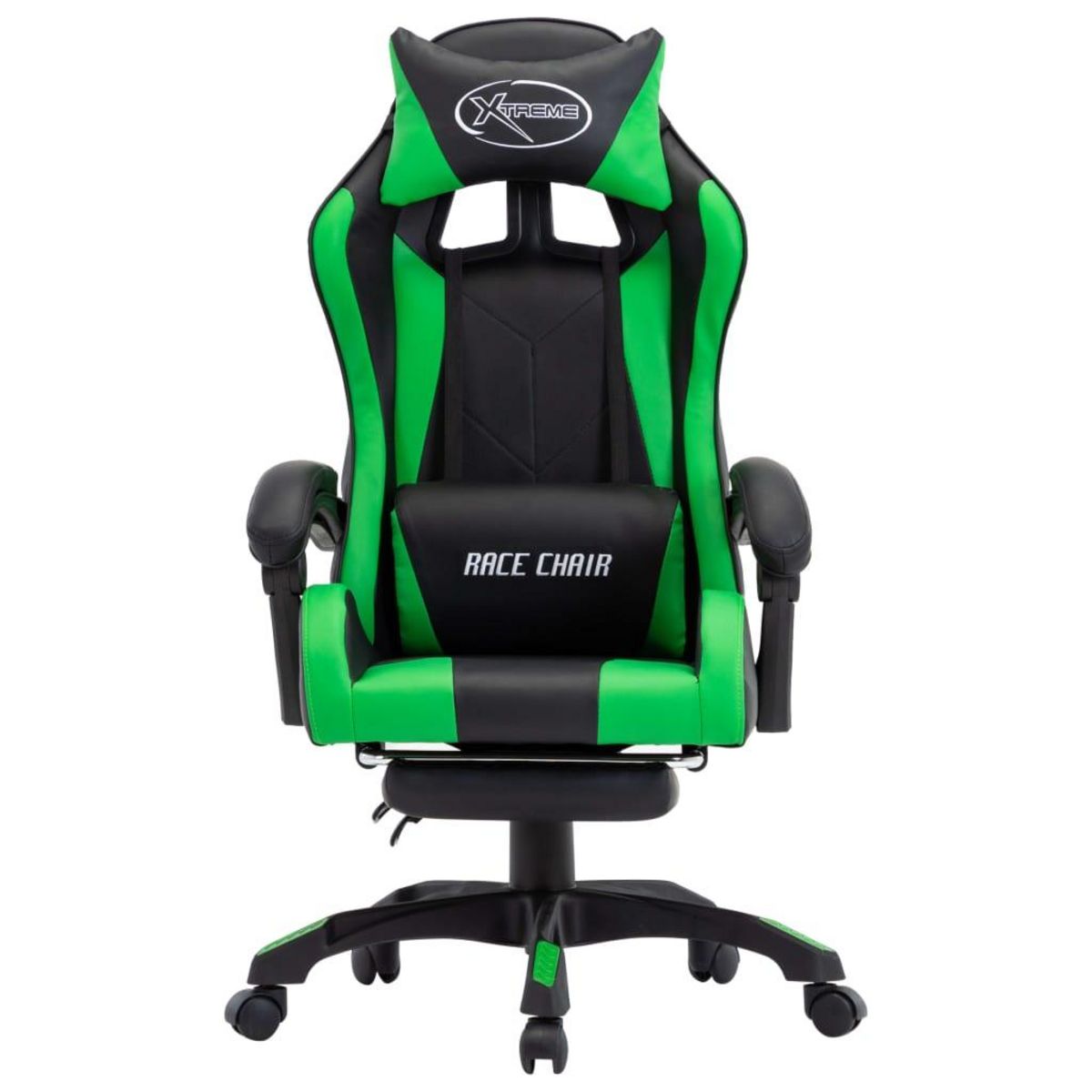 VIDAXL Fauteuil de jeux video avec repose-pied Vert et noir Similicuir
