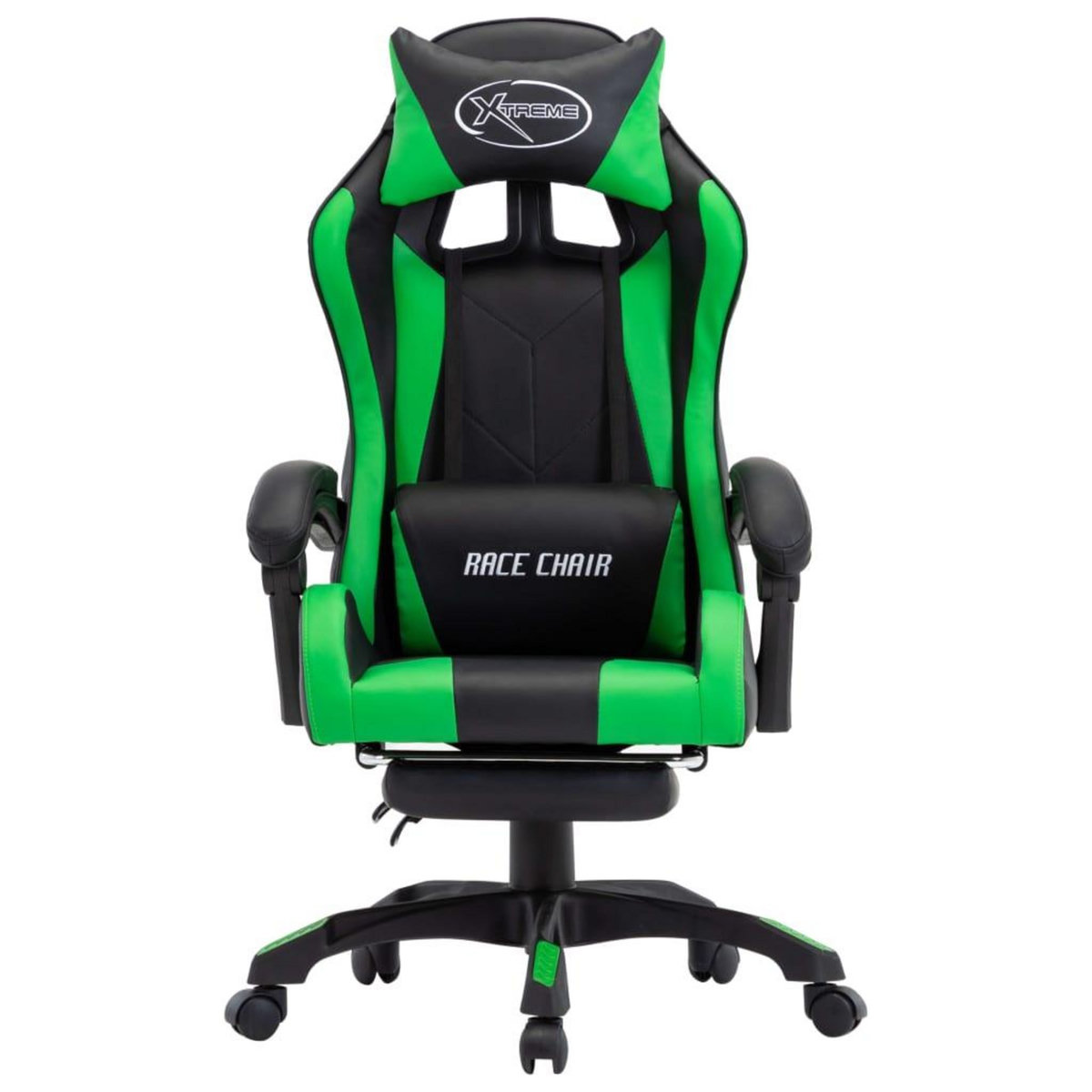 VIDAXL Fauteuil de jeux video avec repose-pied Vert et noir Similicuir