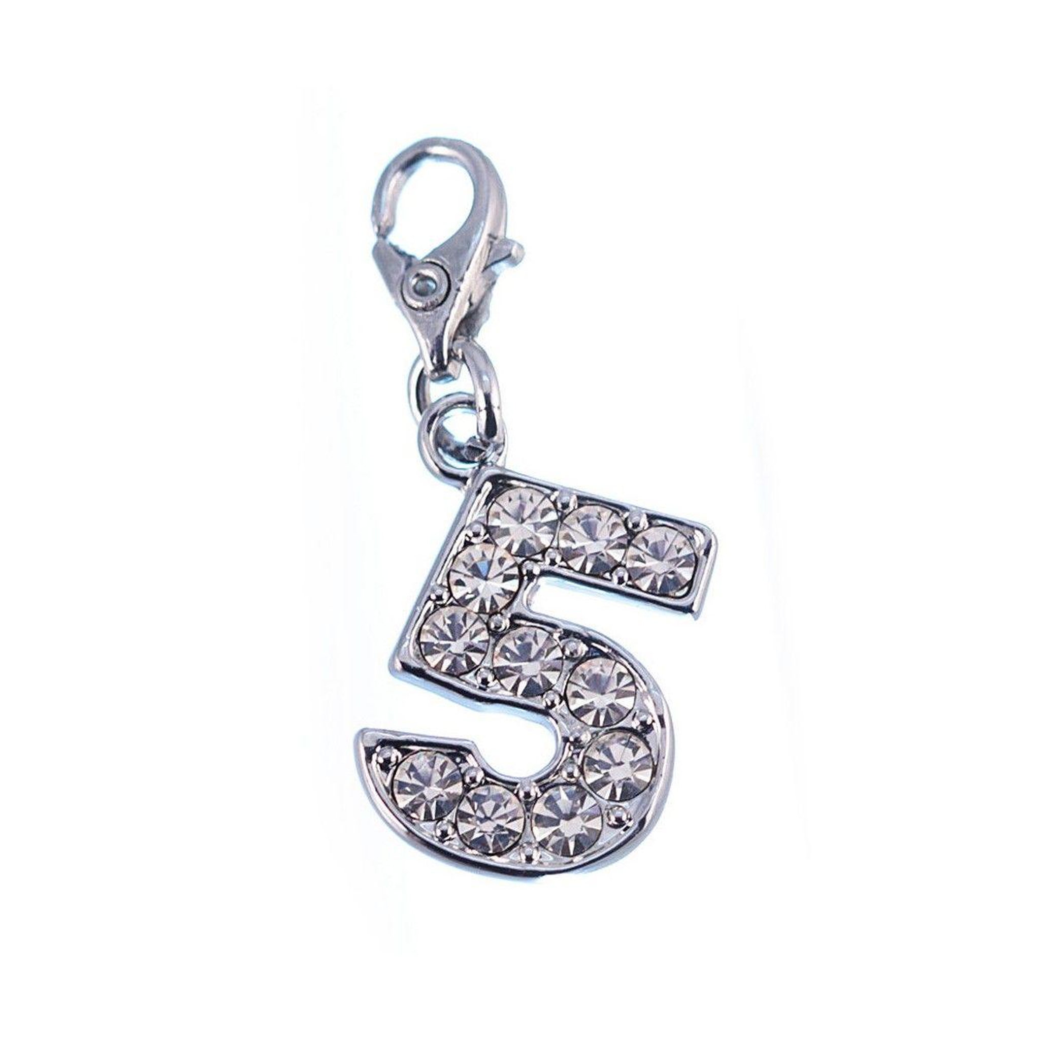 SC CRYSTAL Charm Chiffre 5 SC Crystal orné de Cristaux scintillants