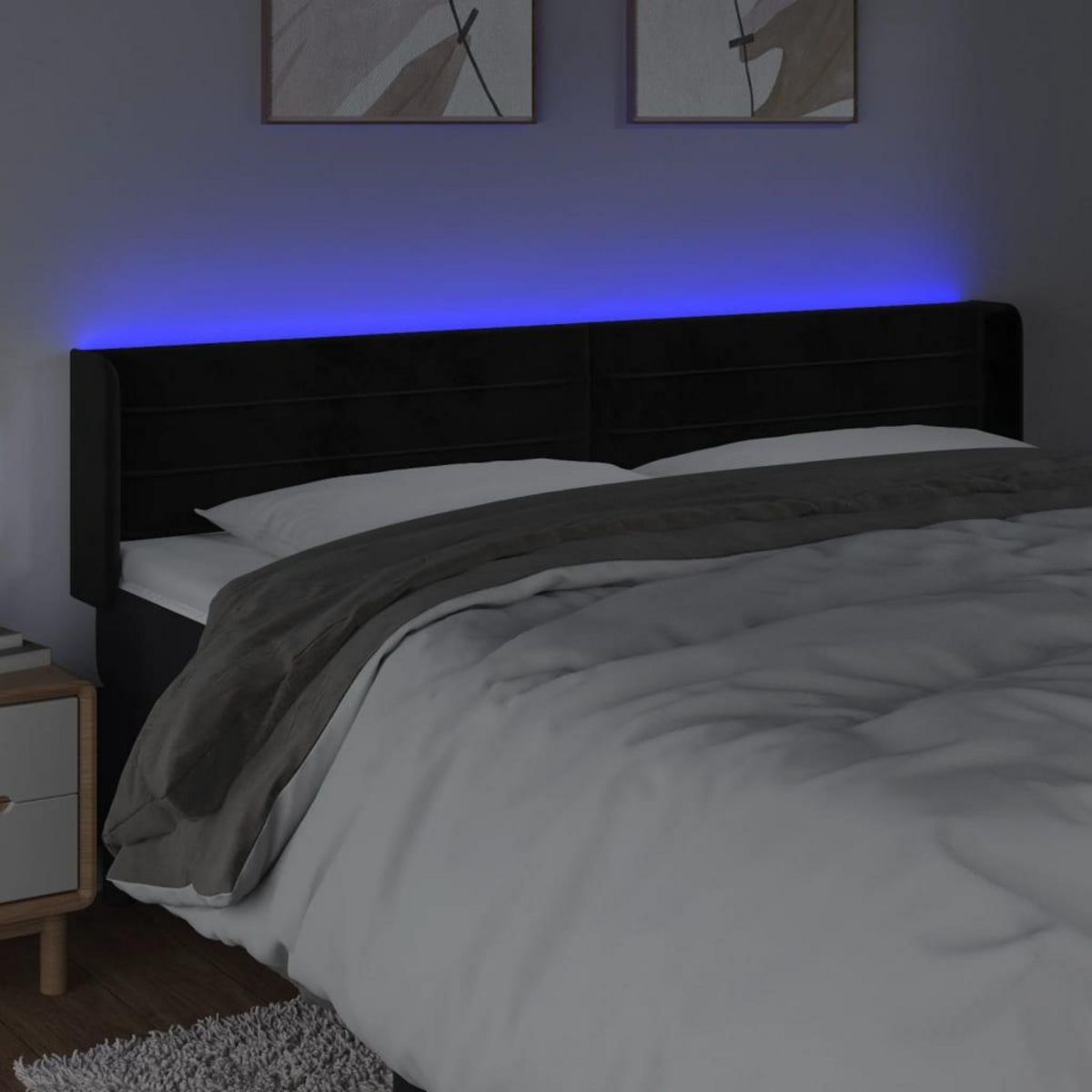 VIDAXL Tete de lit a LED Noir 163x16x78/88 cm Velours