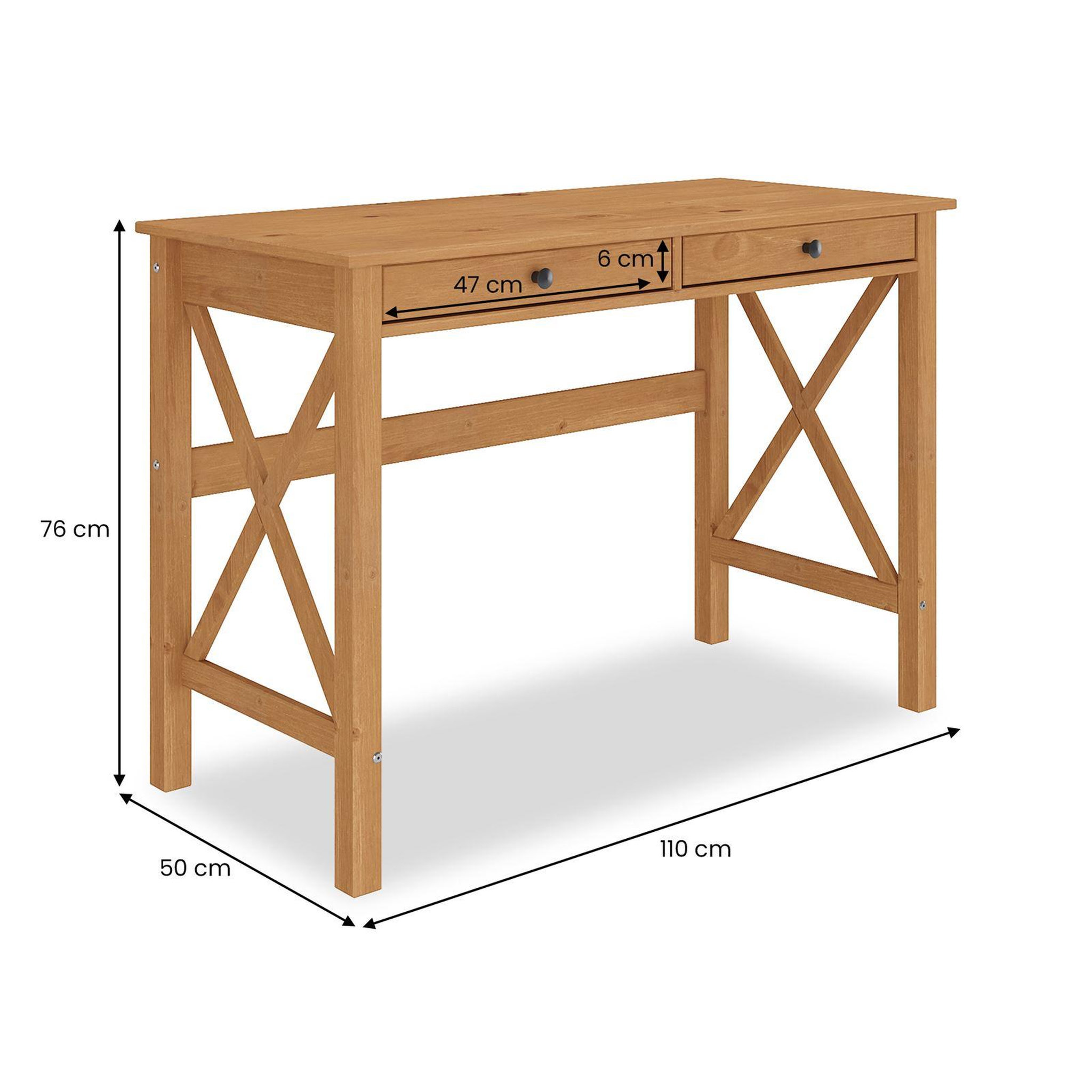 Voir la diapositive 5 : IDIMEX Bureau adrian l 110 cm 2 tiroirs en bois massif