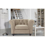 Voir la diapositive 4 : Paris Prix Fauteuil Design Velours  Chesterfield  111cm Taupe