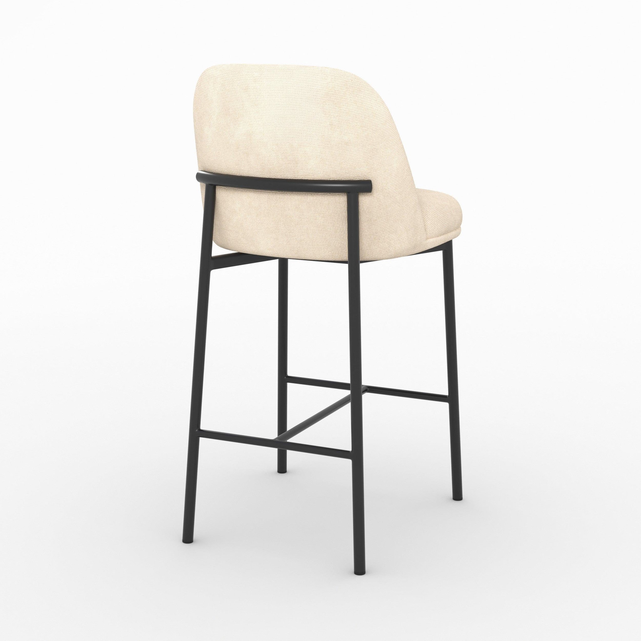 Voir la diapositive 3 : MAISON PAVANE Lot de 2 chaises pour îlot central 67 cm en tissu beige-noah