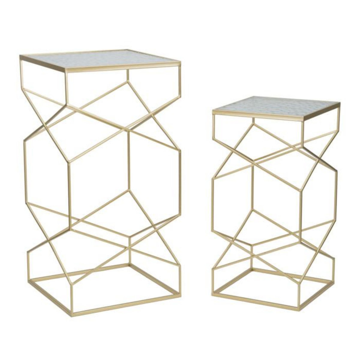 Paris Prix Lot de 2 Tables d'Appoint Design  Glassy  100cm Or