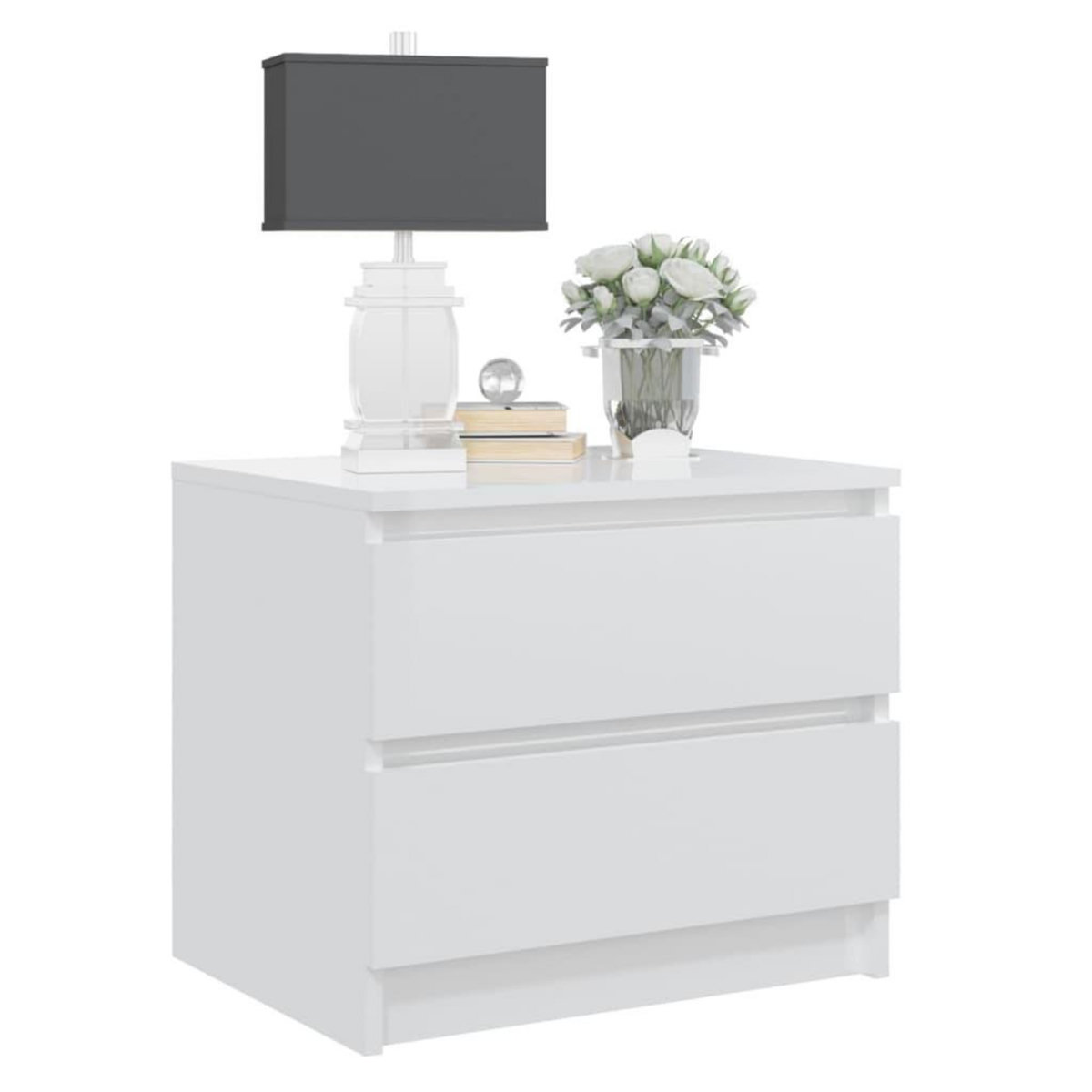 VIDAXL Table de chevet Blanc brillant 50x39x43,5 cm Agglomere