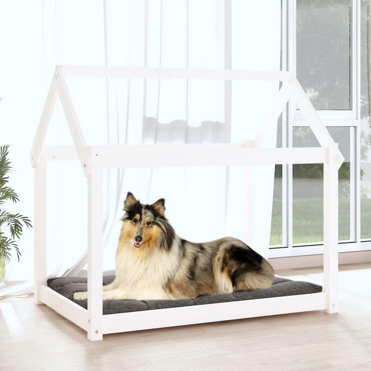 VIDAXL Lit pour chien Blanc 101x70x90 cm Bois de pin solide