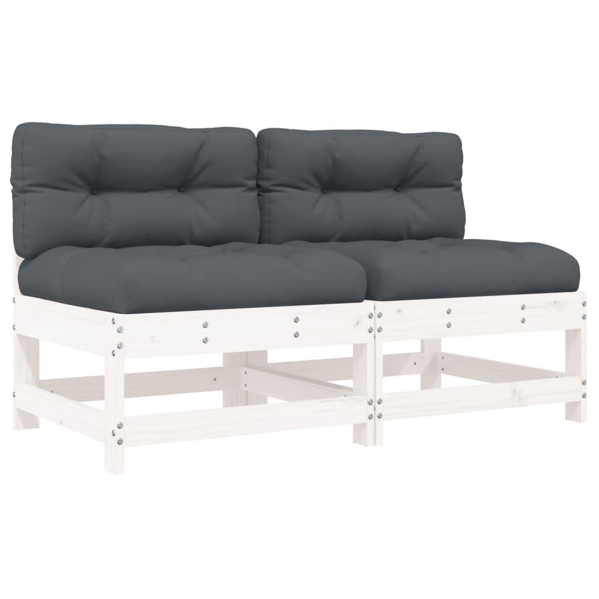 Voir la diapositive 2 : VIDAXL Canapes centraux avec coussins 2 pcs blanc bois de pin massif