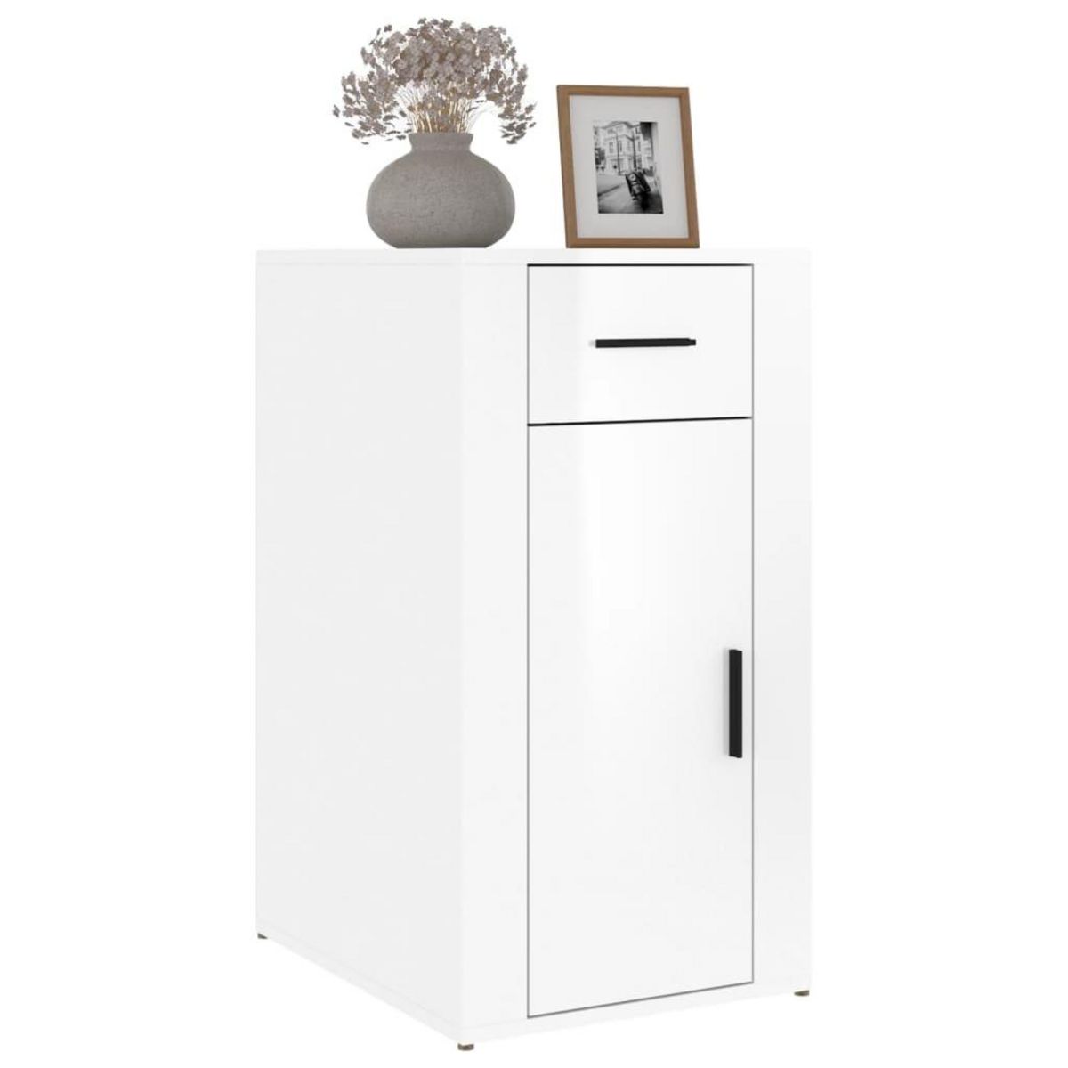 VIDAXL Armoire de bureau Blanc brillant 40x49x75 cm Bois d'ingenierie