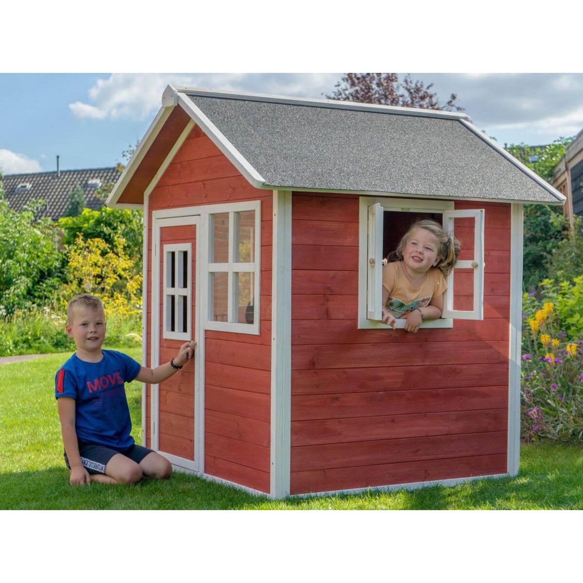 EXIT TOYS Maisonnette en bois pour enfants Loft 100 Rouge - Exit Toys