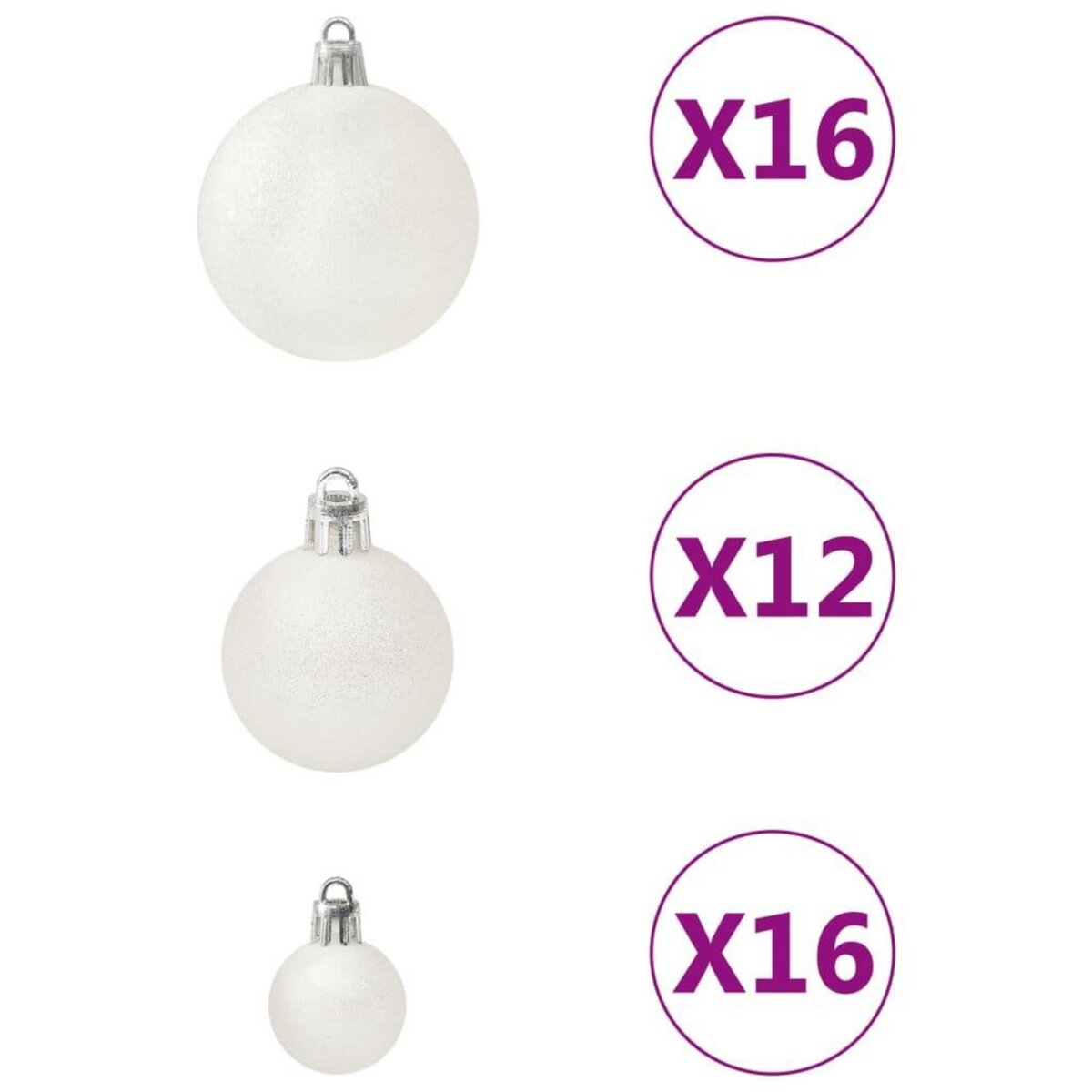 VIDAXL Ensemble de boules de Noël 100 pcs Blanc