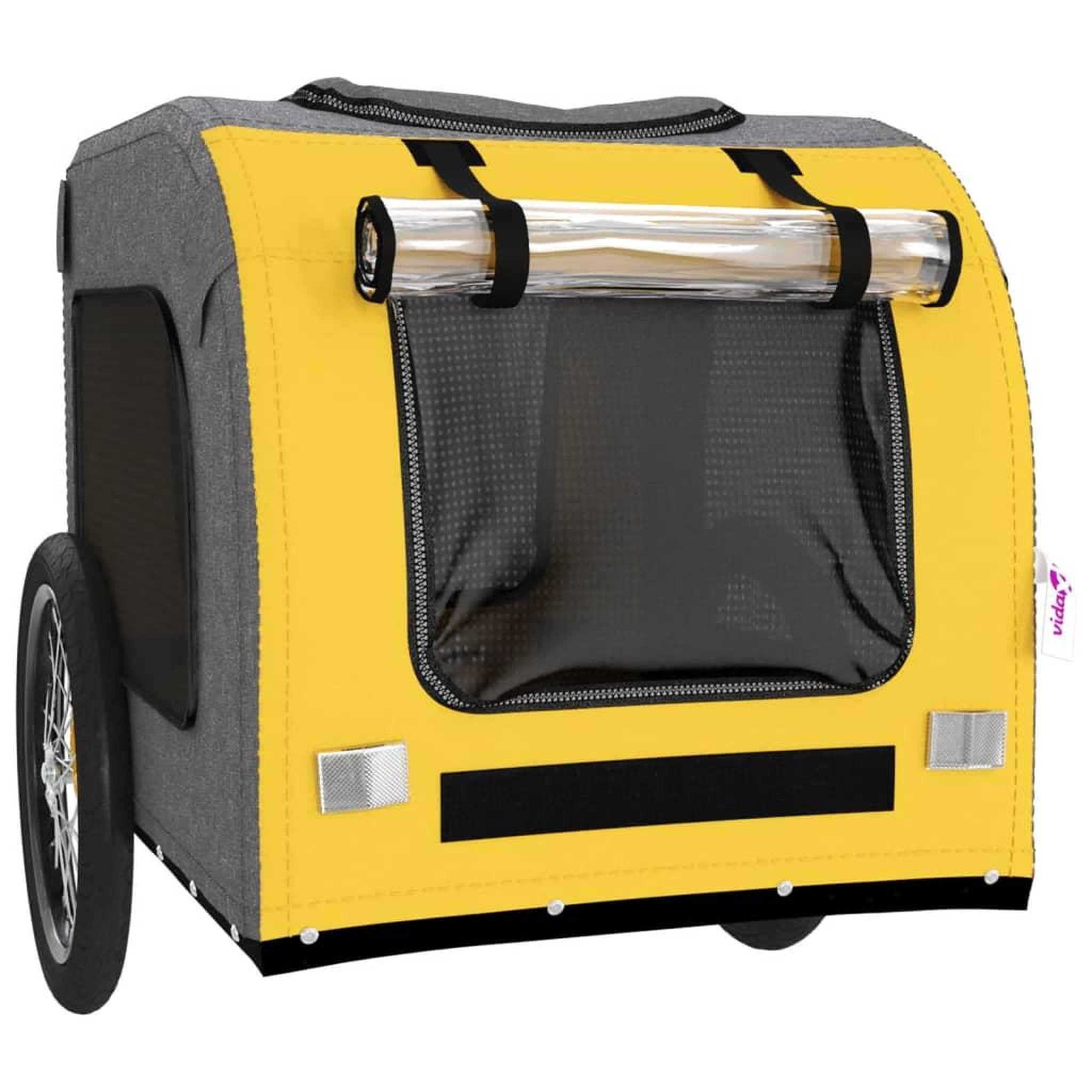 Voir la diapositive 5 : VIDAXL Remorque de velo pour animaux de compagnie jaune et gris