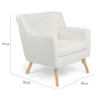 Voir la diapositive 5 : ID MARKET Fauteuil scandinave LIV en tissu bouclette blanc
