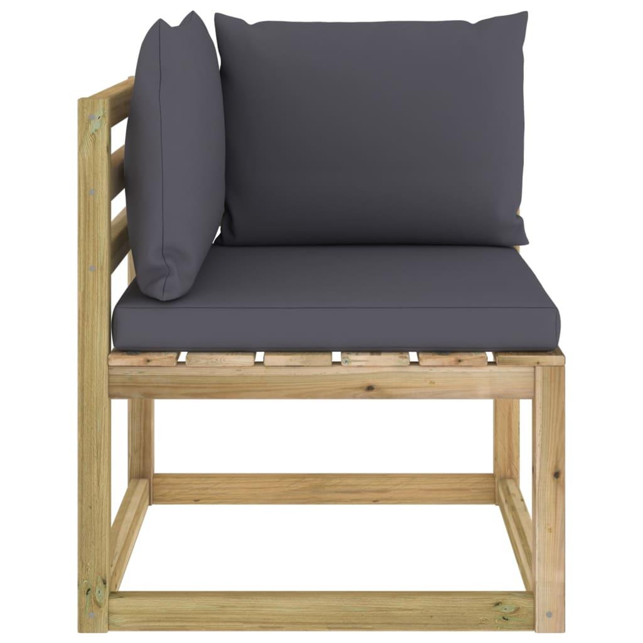 Voir la diapositive 5 : VIDAXL Canapes d'angle de jardin 2pcs et coussins Pin impregne de vert