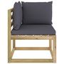 Voir la diapositive 5 : VIDAXL Canapes d'angle de jardin 2pcs et coussins Pin impregne de vert