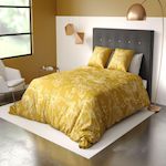 Les Ateliers du Linge Parure housse de couette 100% coton bio 57fils-victoria ocre. Coloris disponibles : Jaune