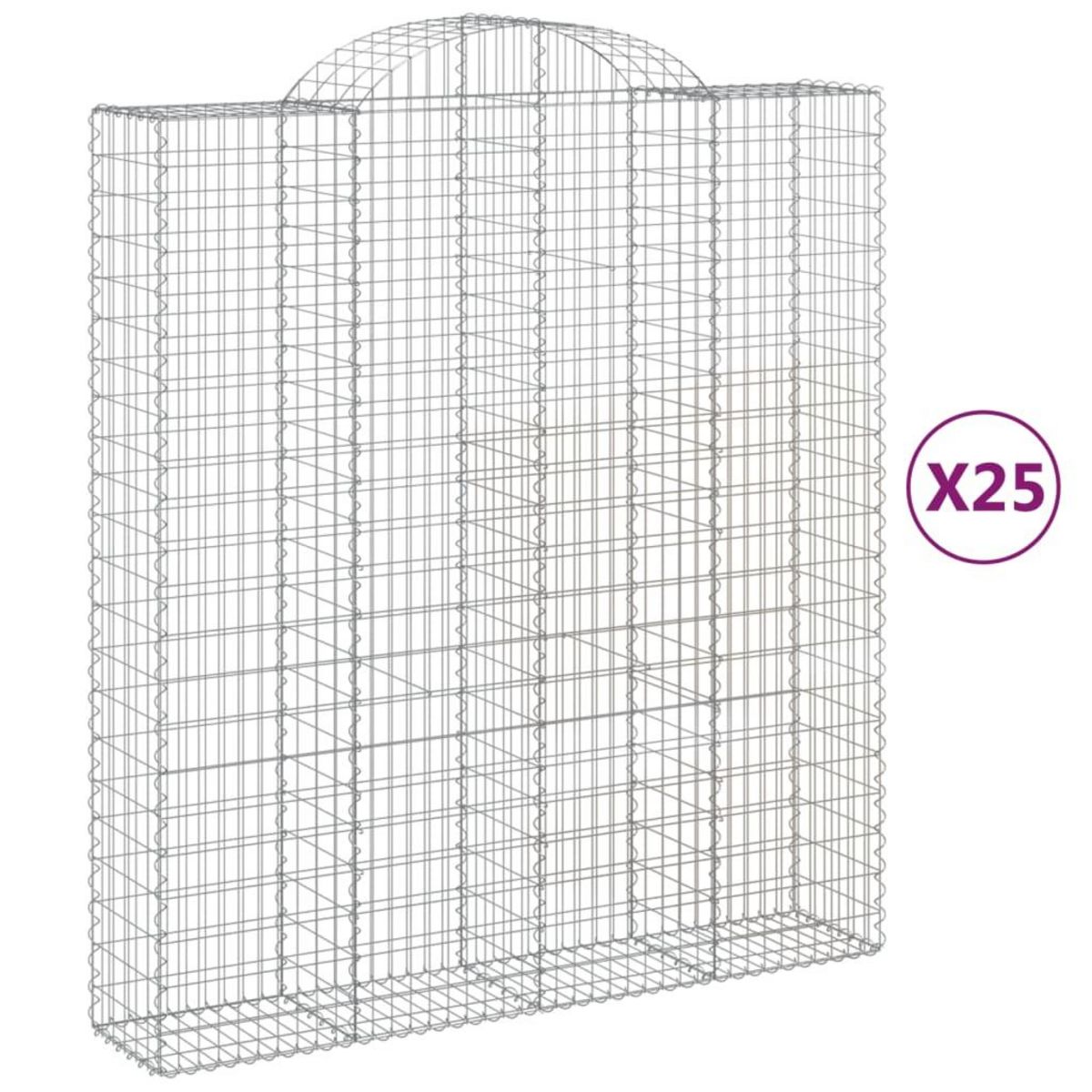 VIDAXL Paniers a gabions arques 25 pcs 200x50x220/240 cm Fer galvanise