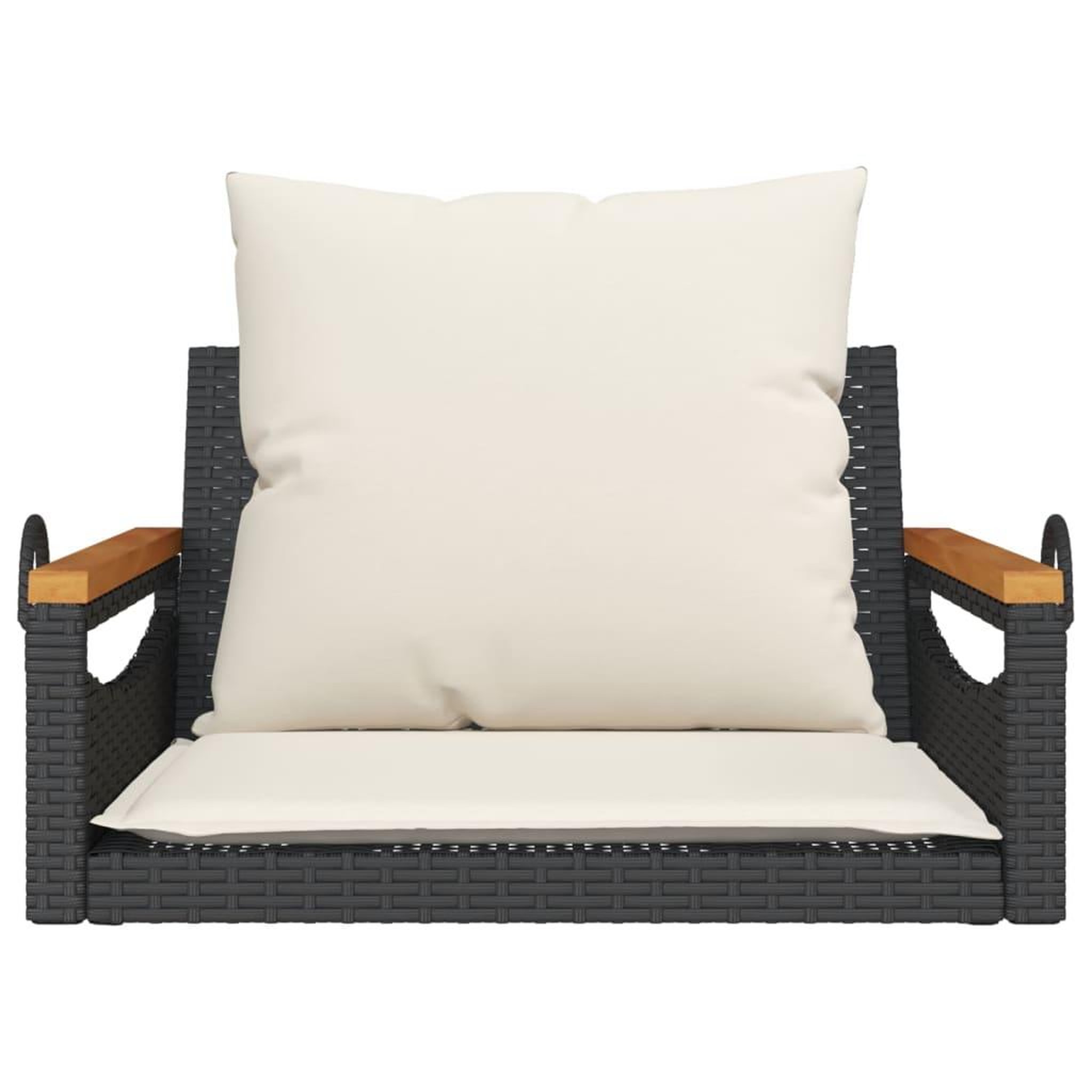 Voir la diapositive 4 : VIDAXL Balancelle avec coussins noir 63x62x40 cm resine tressee