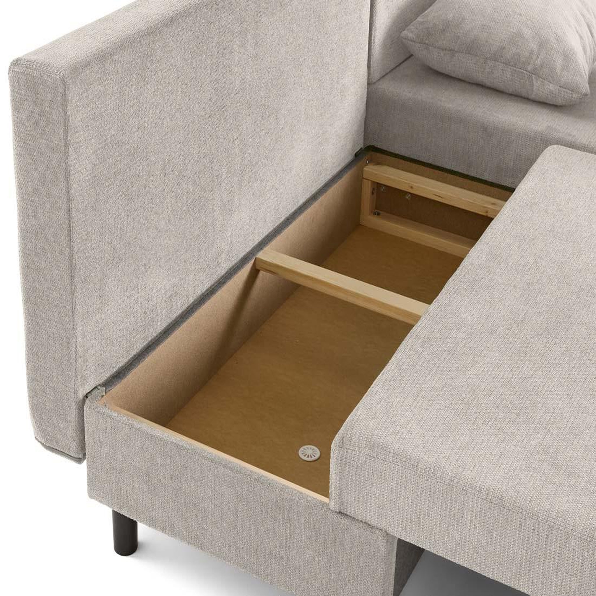 Voir la diapositive 4 : BEST MOBILIER Gloria - canapé d'angle réversible 4 places convertible avec coffre en tissu texturé