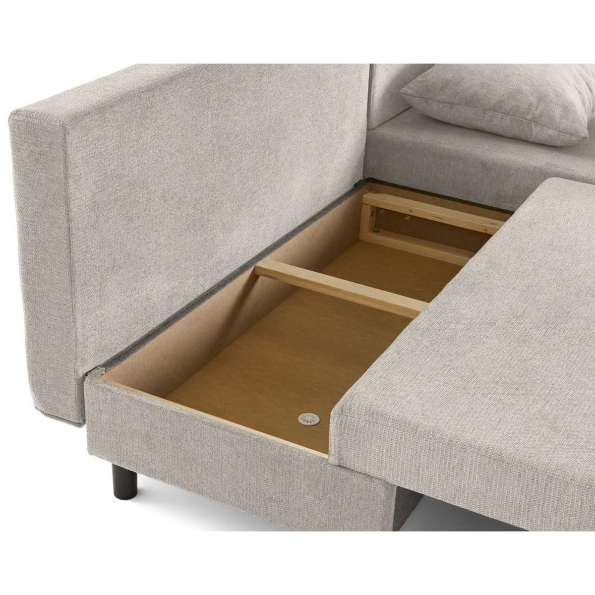 BEST MOBILIER Gloria - canapé d'angle réversible 4 places convertible avec coffre en tissu texturé