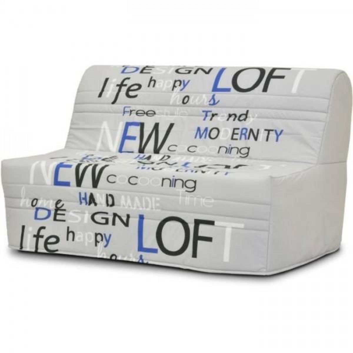 MARKET24 Banquette BZ - Tissu Imprimé gris - L143 x P97 x H89cm - Joe