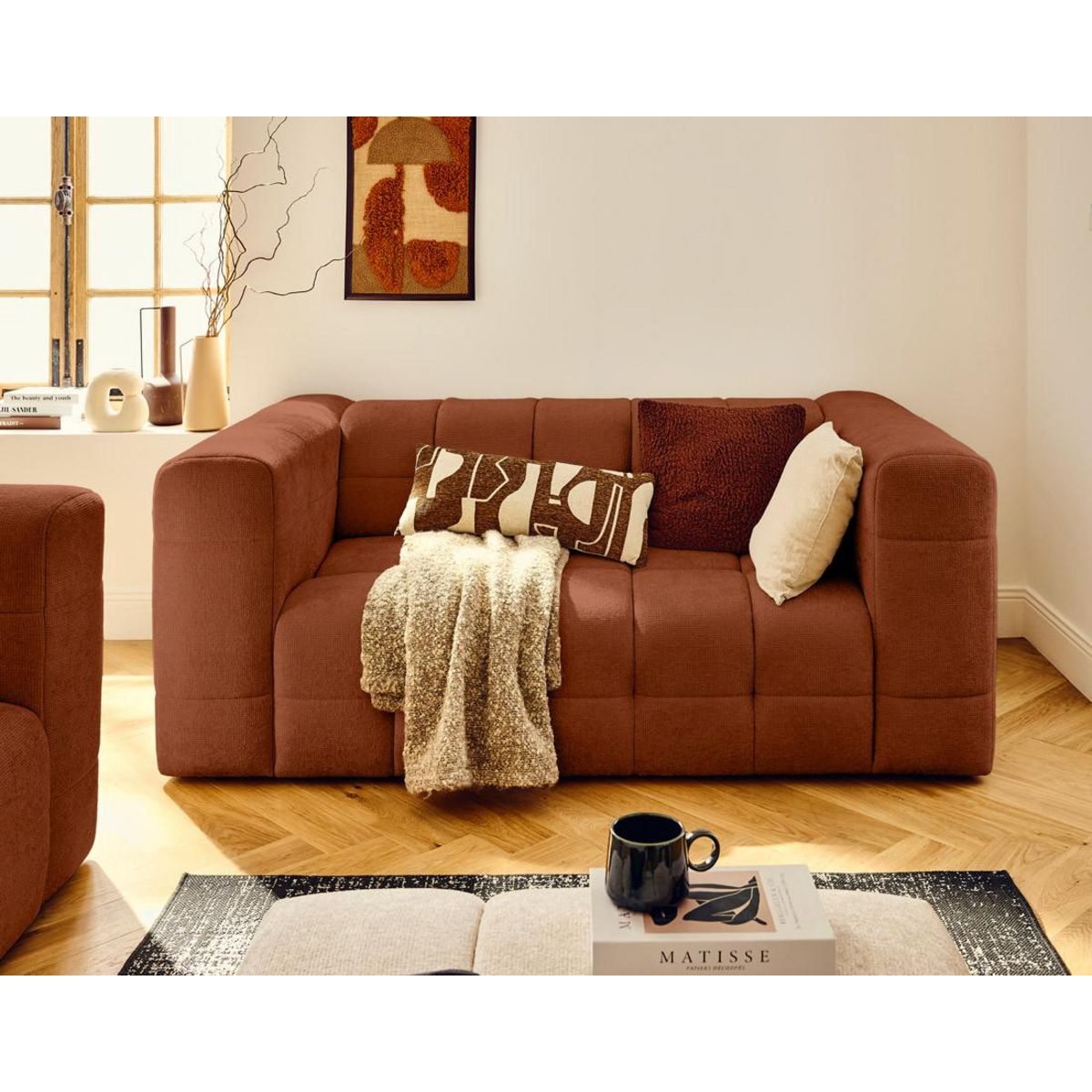 LISA DESIGN Suzano - canapé droit 2 places en tissu texturé