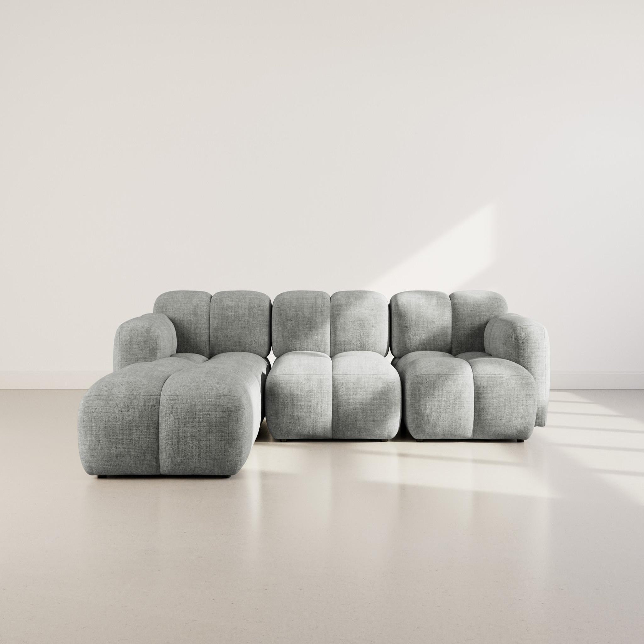 Voir la diapositive 2 : BEST MOBILIER Grace - canapé modulable d'angle réversible 4 places en velours texturé