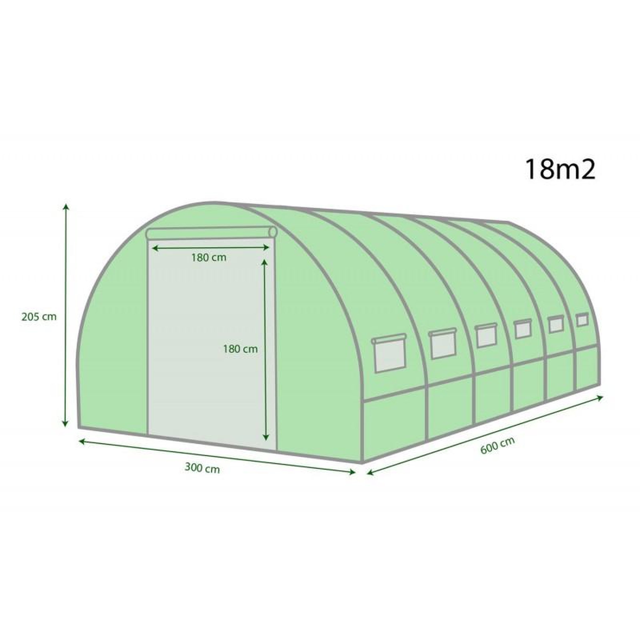 Voir la diapositive 2 : EUROSPEN Bâche armée pour serre de jardin tunnel 18m2 Green Roof