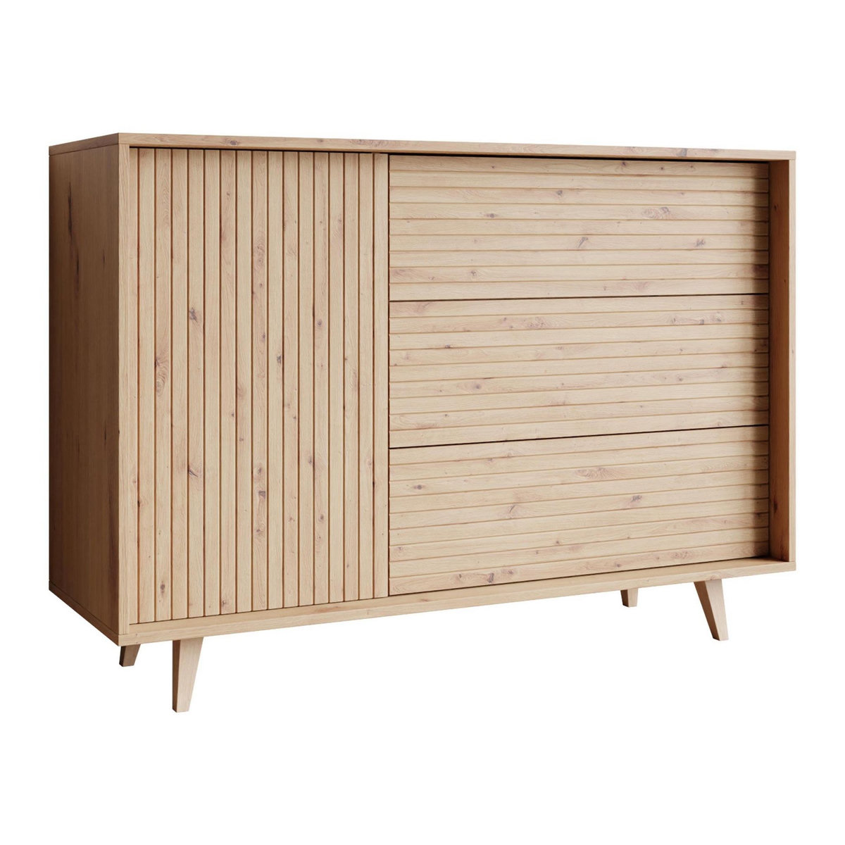 BEST MOBILIER Diego - buffet - effet bois - 3 tiroirs et 1 porte - 120 cm