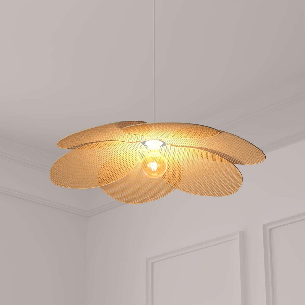 ATMOSPHERA Suspension en bois et acier PETALES - Diam 62 cm - Beige