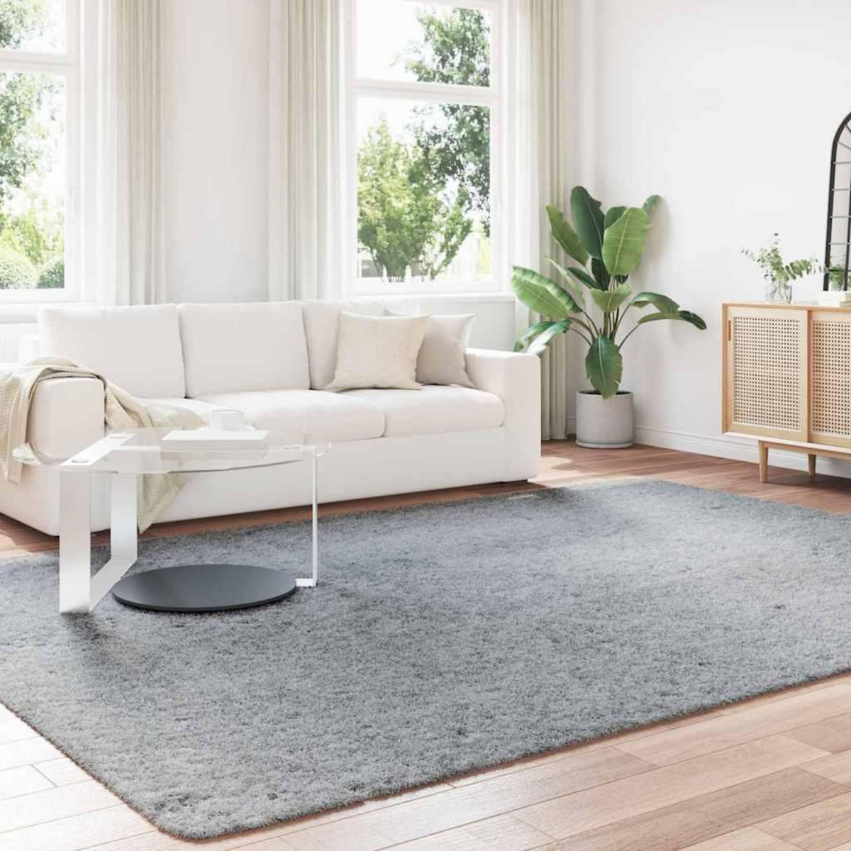 VIDAXL Tapis shaggy a poils longs NAVARRA gris argente 240x340 cm