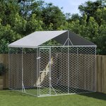 VIDAXL Chenil d'exterieur pour chiens avec toit argente 3x3x2,5 m