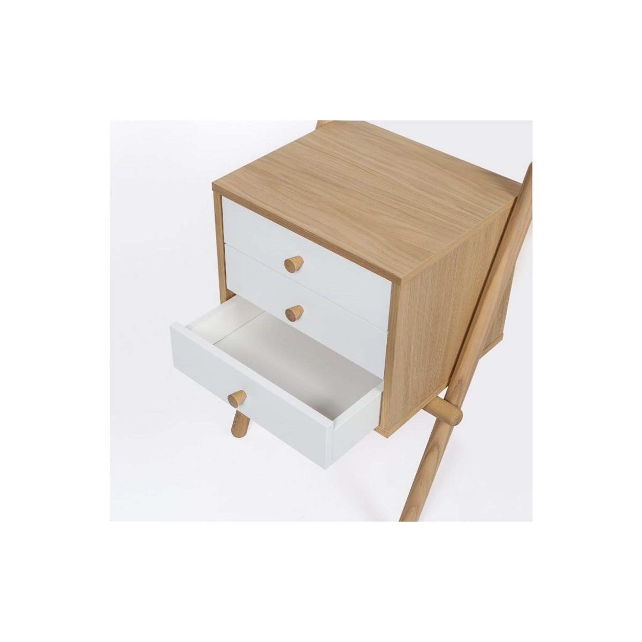 Voir la diapositive 2 : Paris Prix Table de chevet murale 3 tiroirs  wiru  70cm chêne & blanc