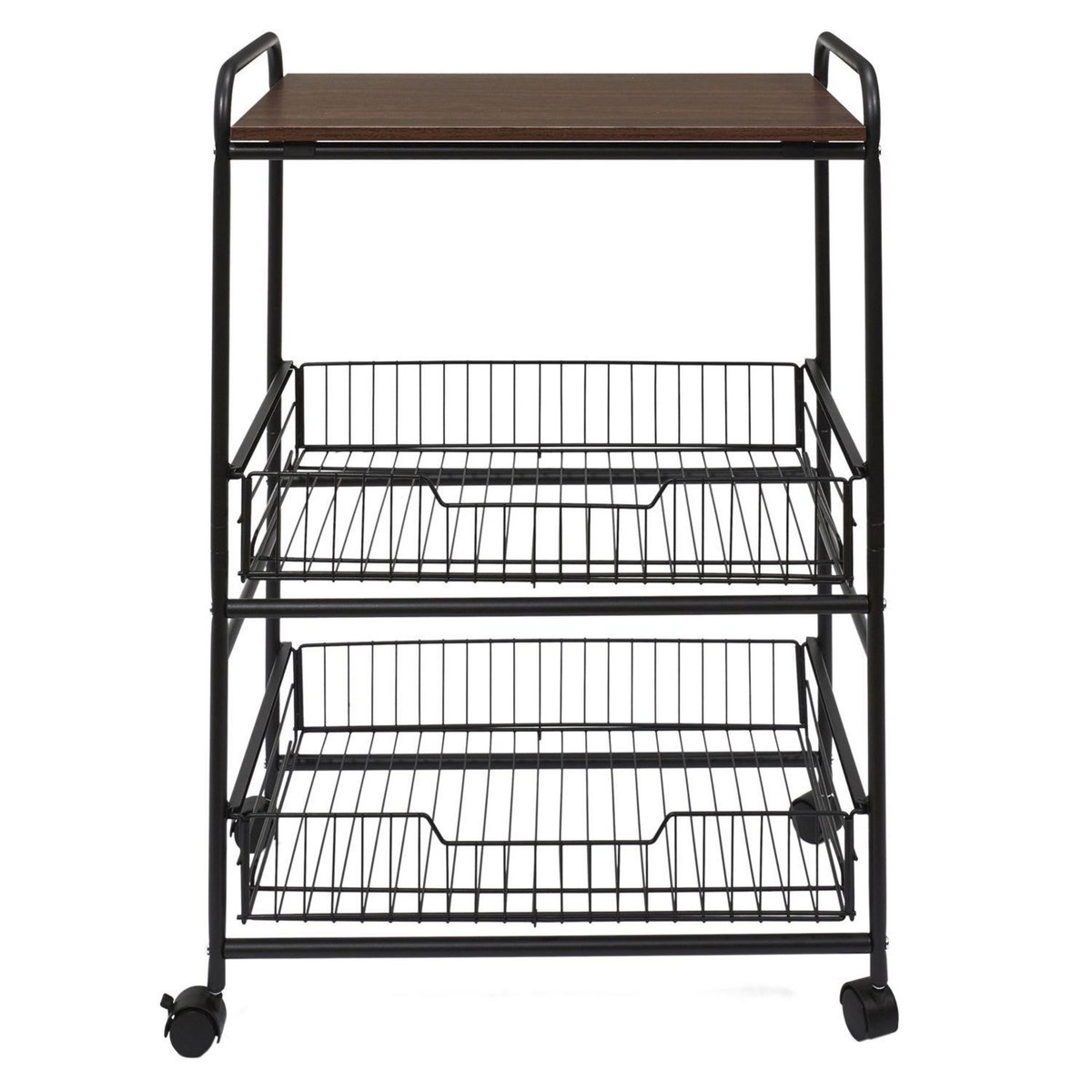 TOILINUX Desserte à roulettes en métal et MDF - Noir