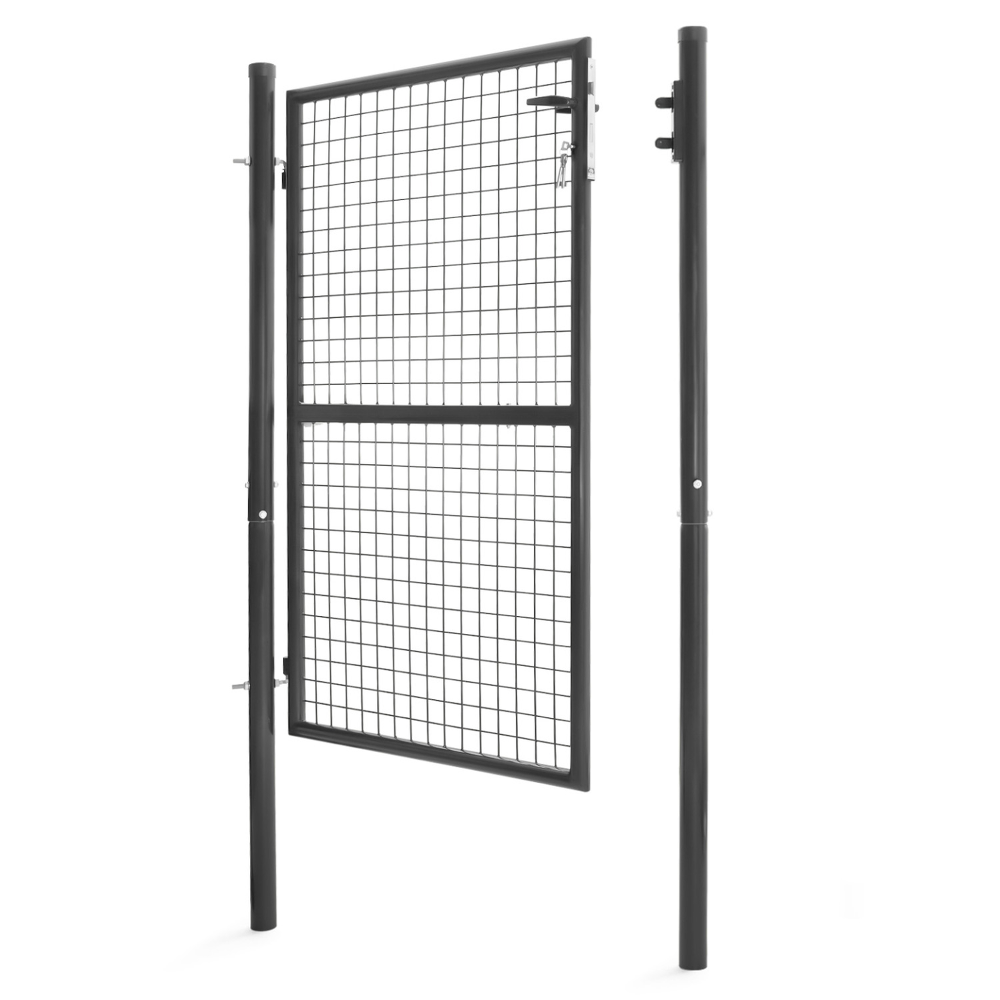 Voir la diapositive 3 : ID MARKET Portillon de jardin 105 x 150 cm en acier gris anthracite avec serrure et poignée