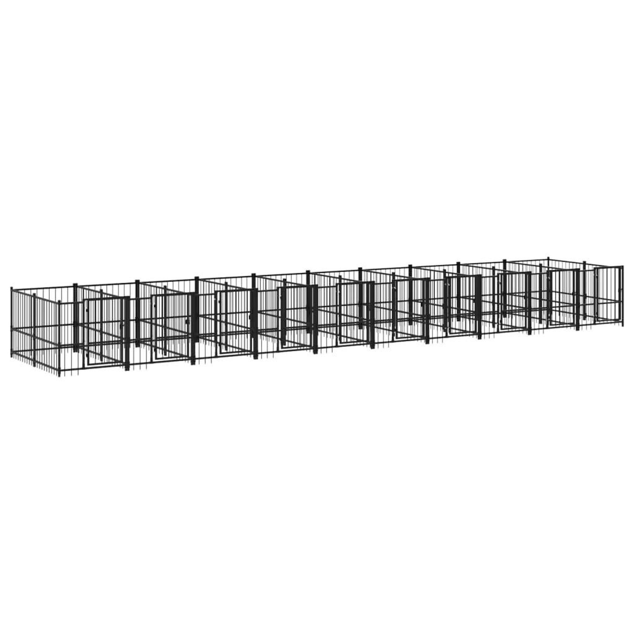 Voir la diapositive 2 : VIDAXL Chenil d'exterieur pour chiens Acier 18,77 m²