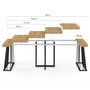 Voir la diapositive 4 : ID MARKET Table console extensible YUNA 10 personnes 235 cm plateau bois et pied filaire en métal noir