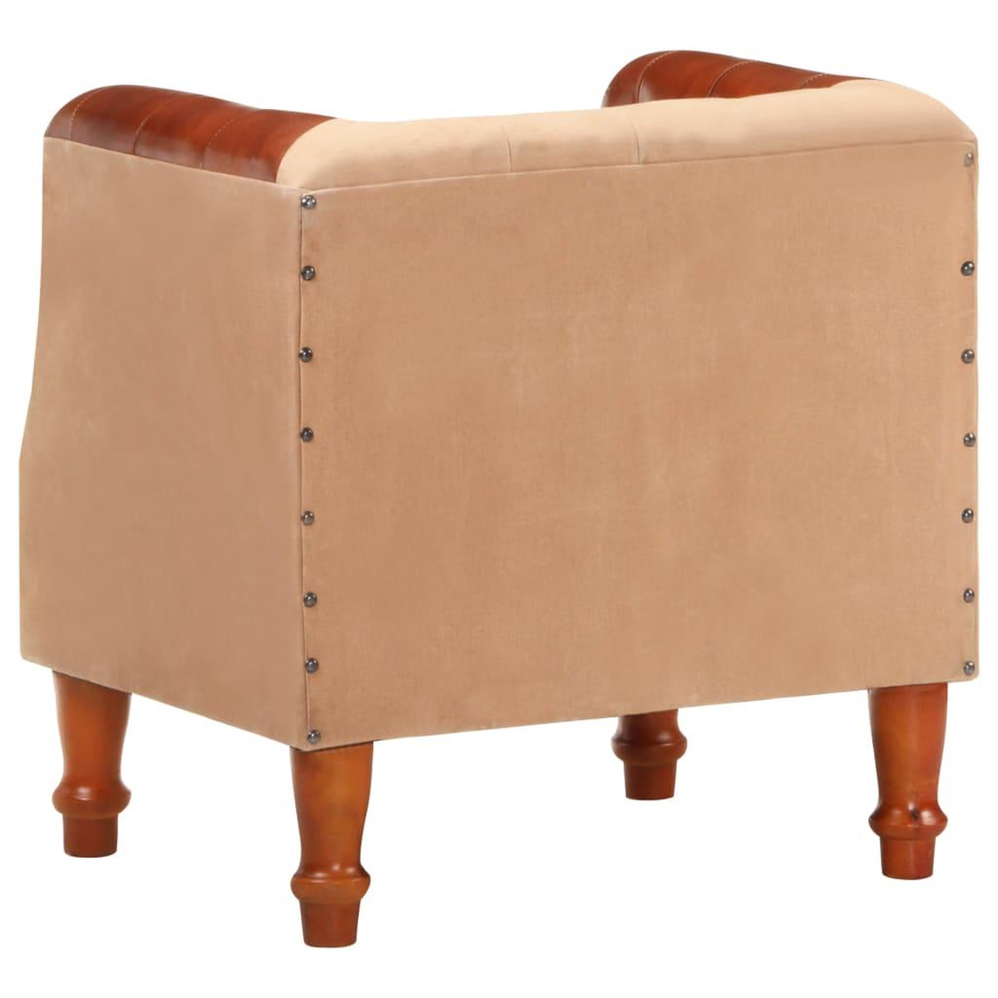 Voir la diapositive 4 : VIDAXL Chaise cabriolet marron cuir veritable bois de manguier massif