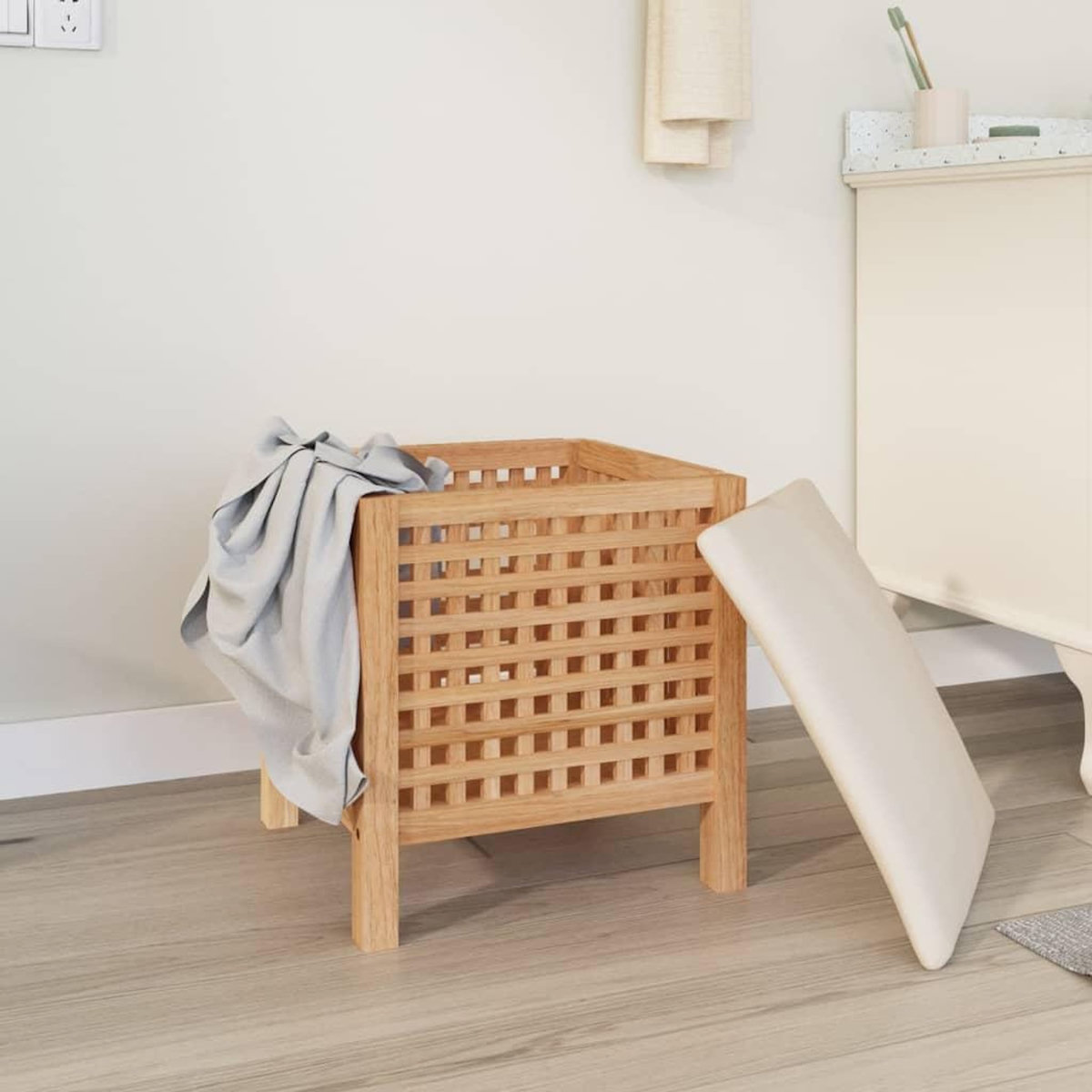 VIDAXL Tabouret de salle de bain 48x47,5x52 cm Bois massif de noyer