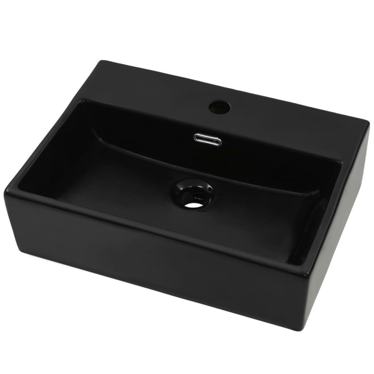 VIDAXL Vasque avec trou de robinet en ceramique Noir 51,5x38,5x15 cm