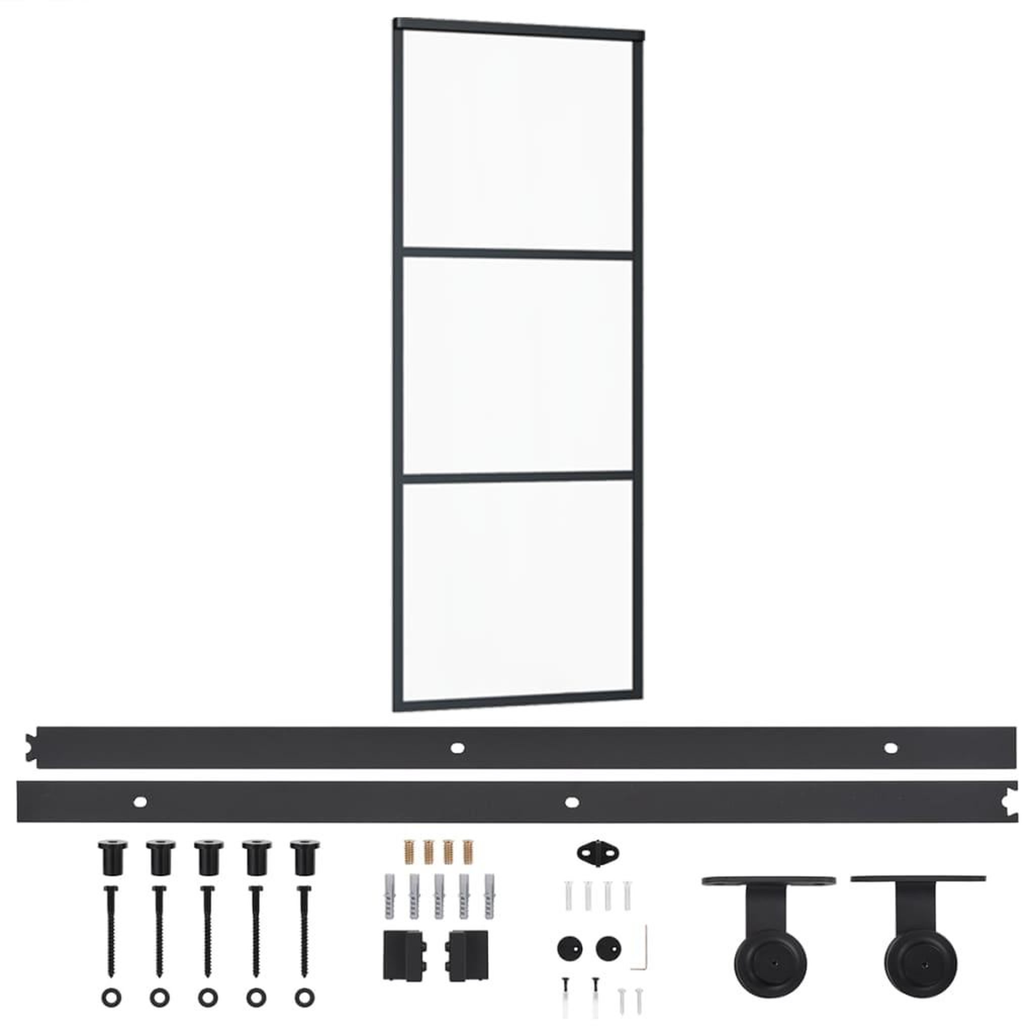 Voir la diapositive 2 : VIDAXL Porte coulissante et quincaillerie Verre ESG/Aluminium 76x205cm
