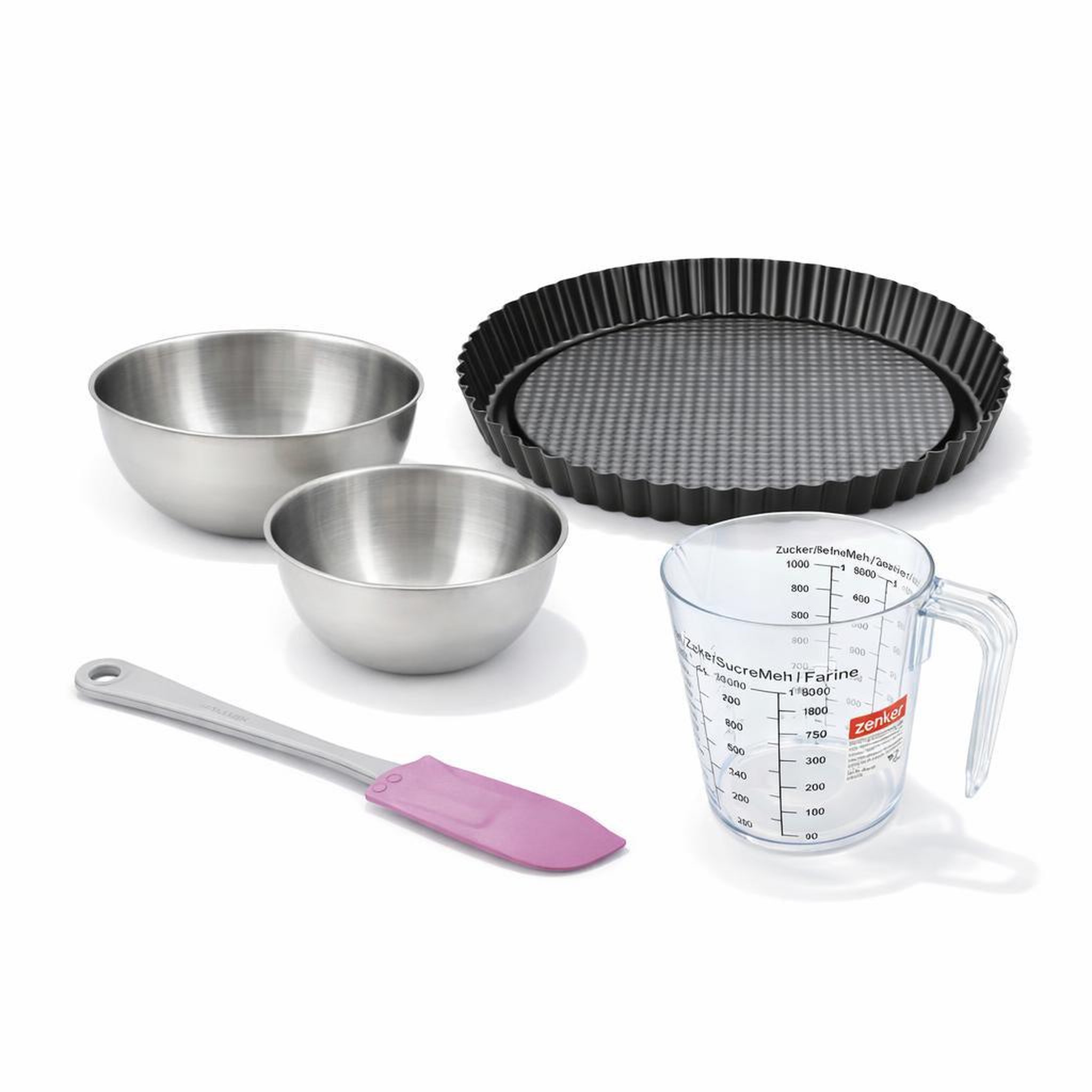 ZENKER Set de 5 ustensiles de pâtisserie moule à gâteaux 2 bols spatule et verre mesureur black metallic black mettallic zenker  black mettallic