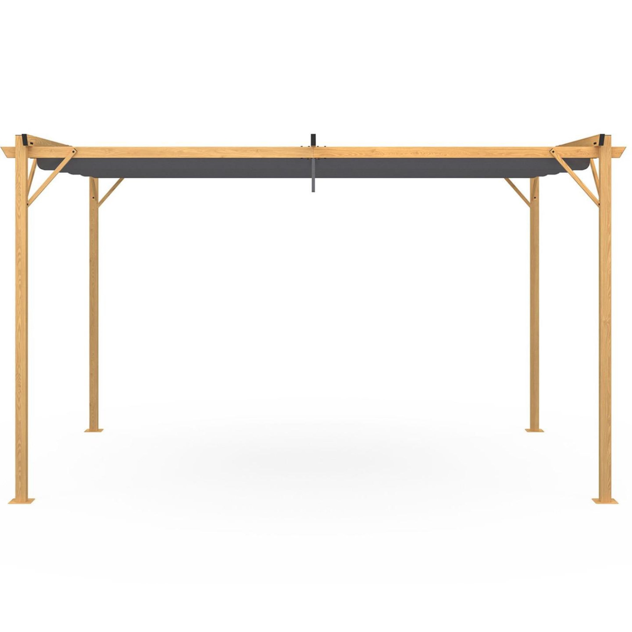Voir la diapositive 3 : ID MARKET Pergola toit rétractable 4 pieds 3x4 m tonnelle effet bois toile gris anthracite