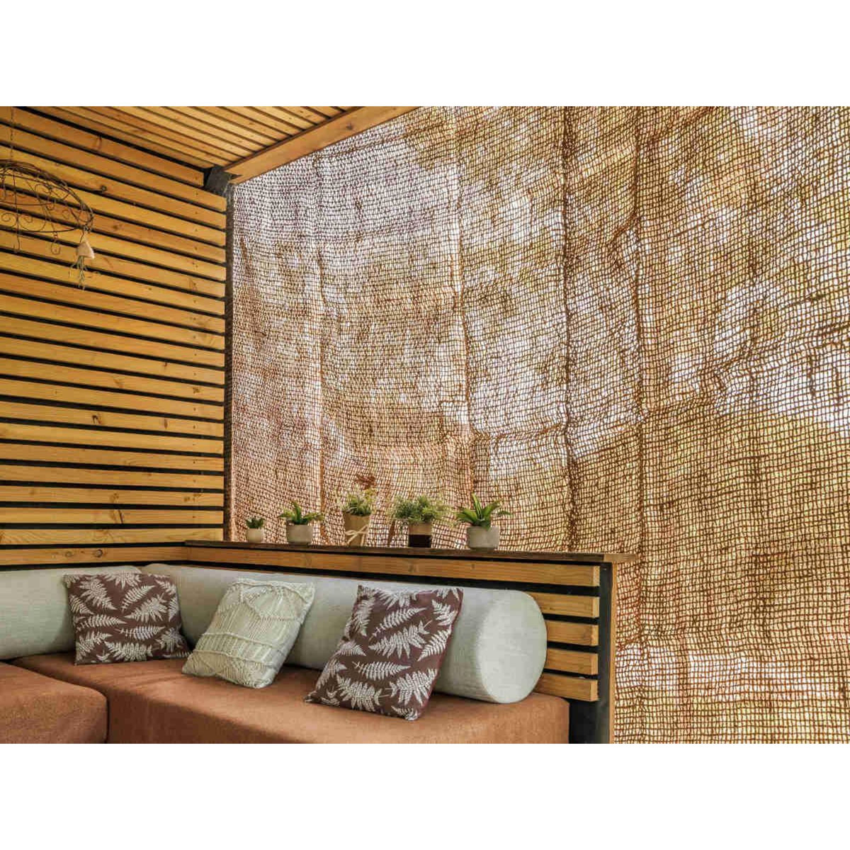 Jardiline Ombrière naturelle en fibres de coco Rectangulaire 4 x 3 m - Jardiline