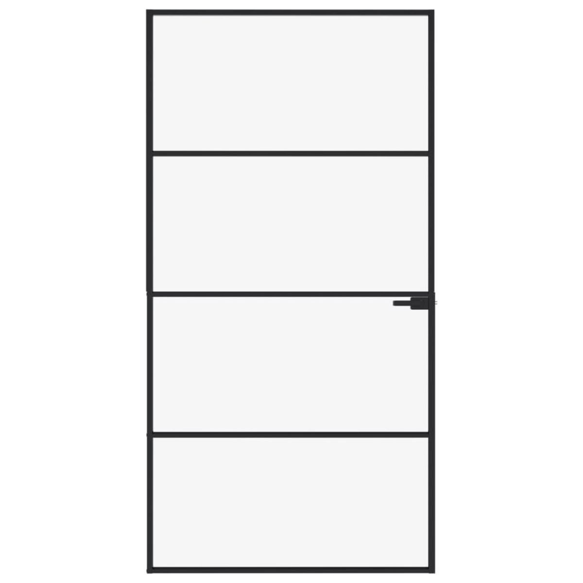 VIDAXL Porte d'interieur Noir 102x201,5 cm Trempe verre aluminium fin