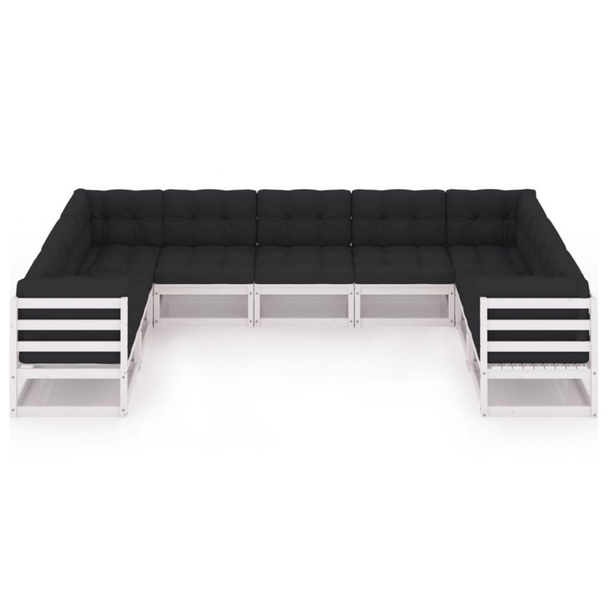 VIDAXL Salon de jardin 9 pcs avec coussins Blanc Bois de pin massif